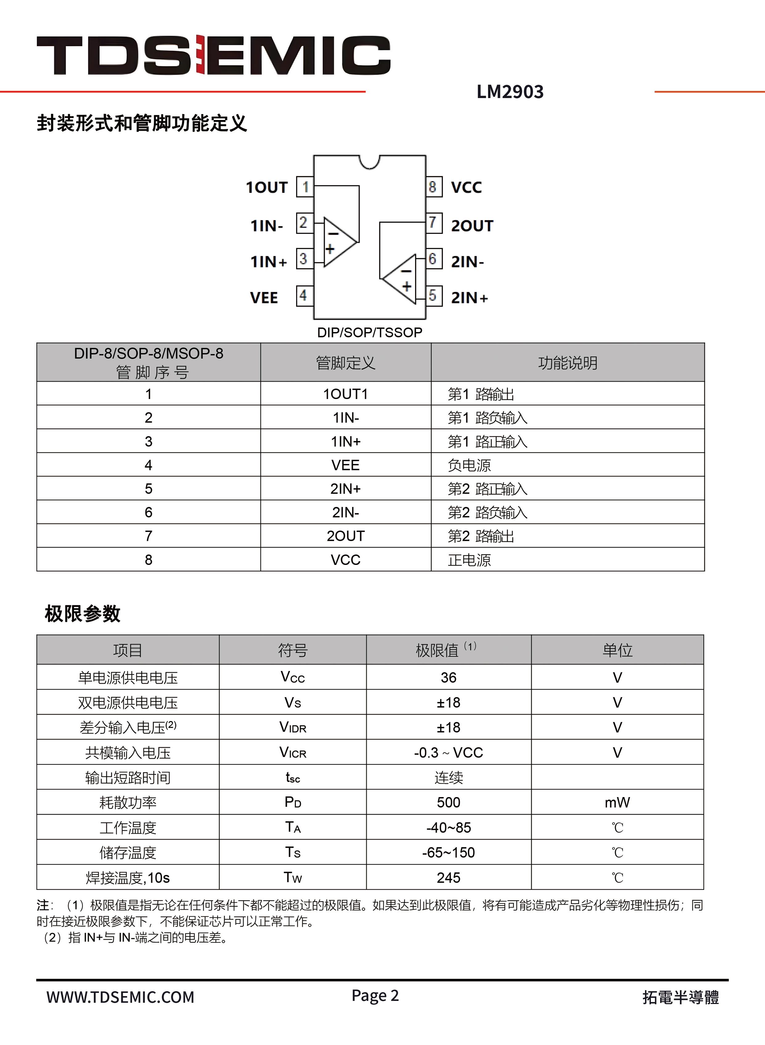 TDSEMIC LM2903N-TD for sale
