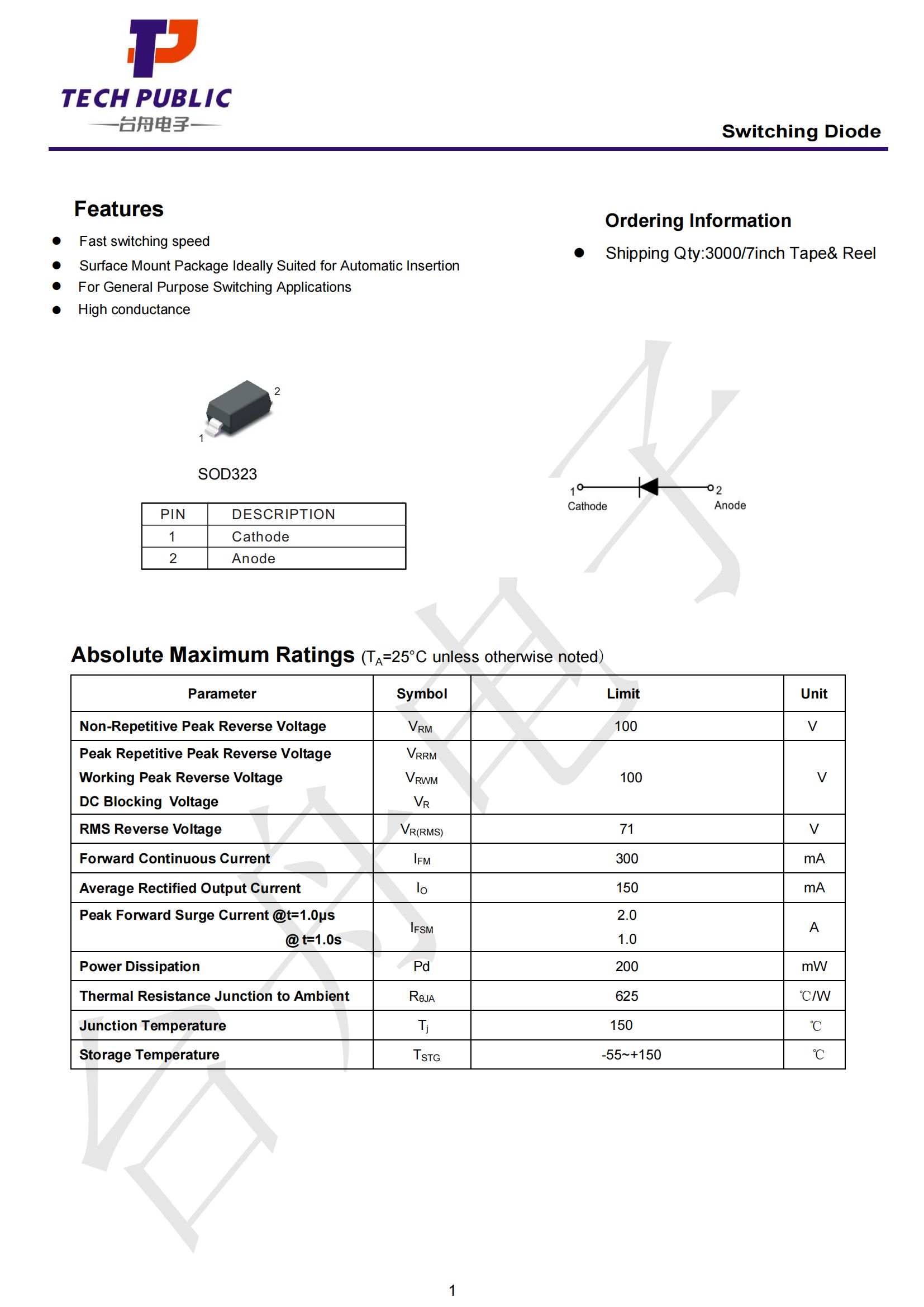 TECH PUBLIC 1N4148WX-TP for sale