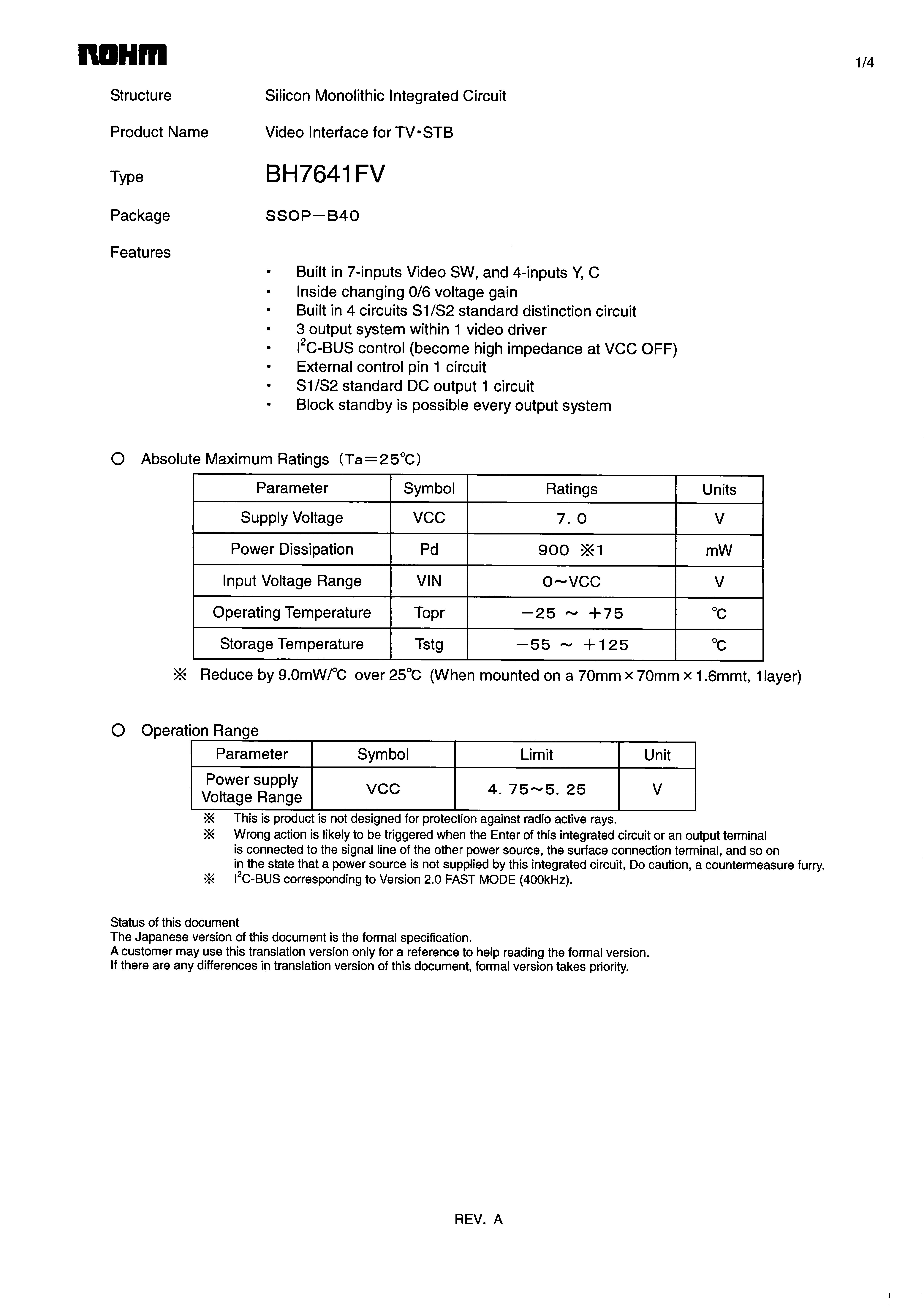 ROHM BH7641FV-E2 for sale