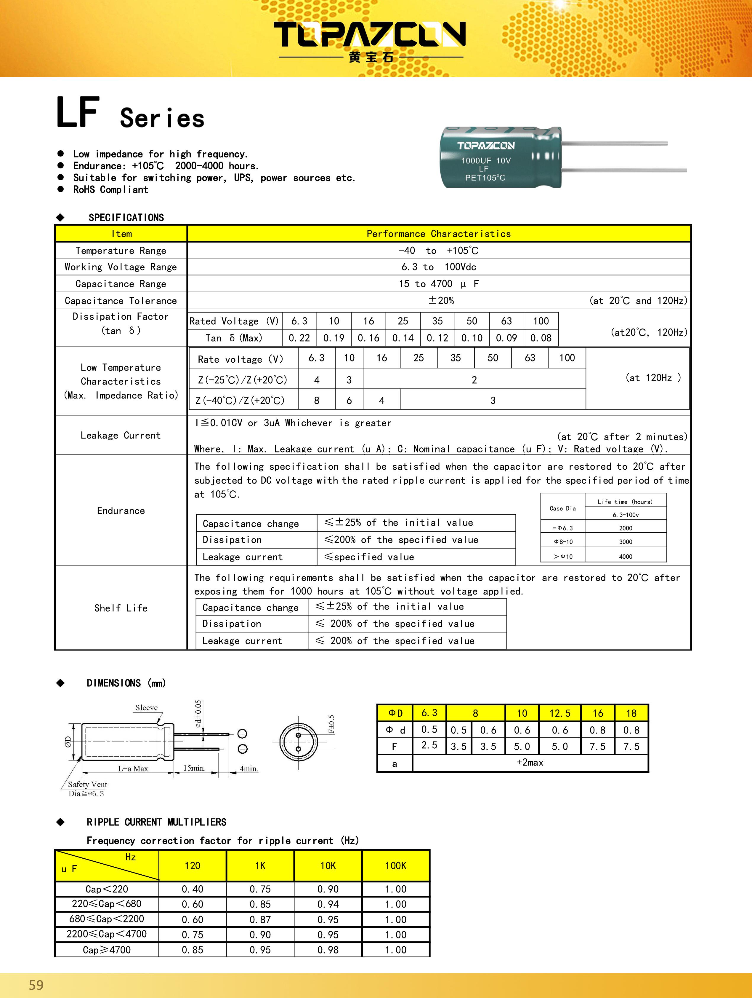 Guangdong TOPAZ Elec Tech ELF2A331M132500I for sale