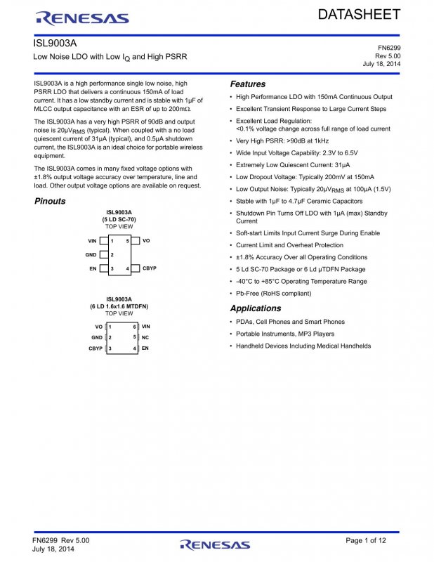 RENESAS ISL9003AIENZ-T index 1