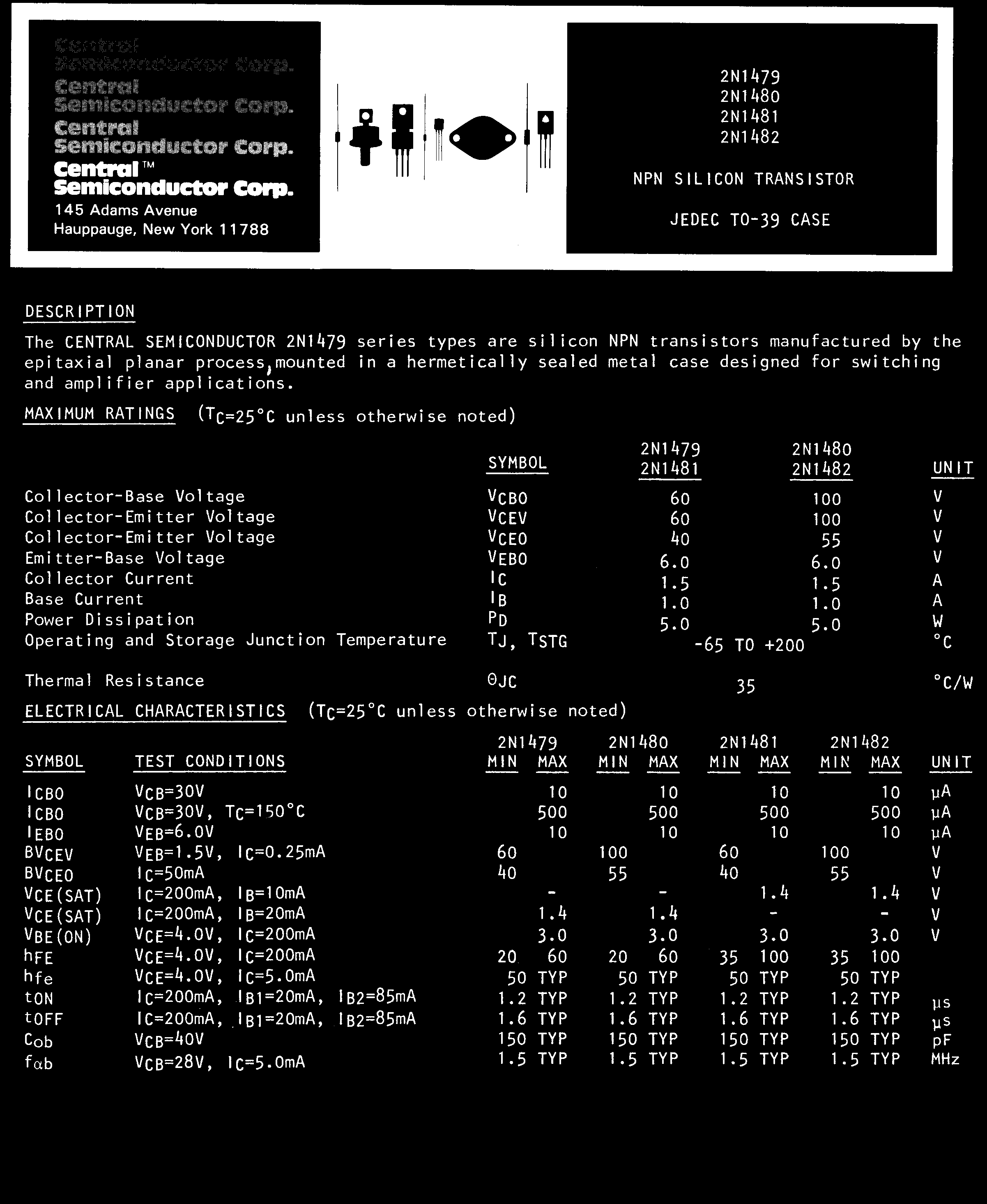 Central 2N1480 PBFREE for sale