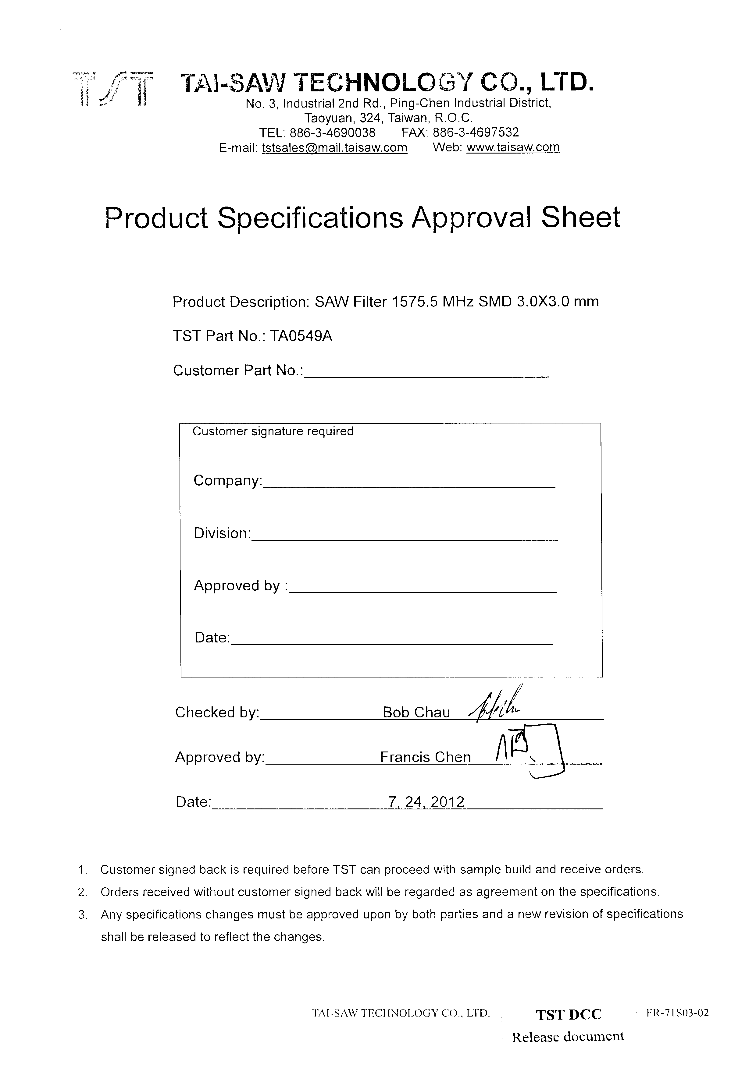 TST TA0549A for sale