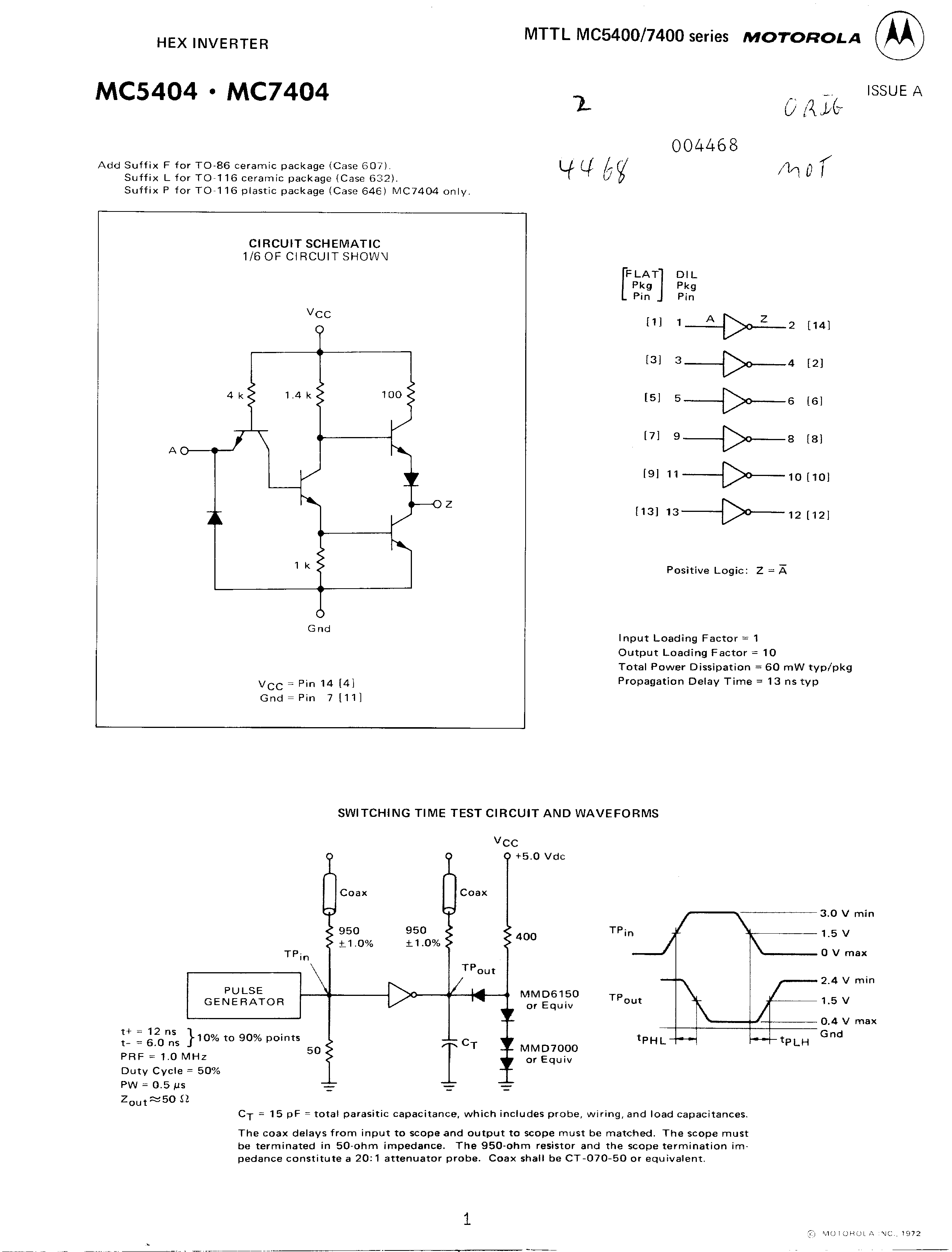 MOTOROLA MC5404L for sale