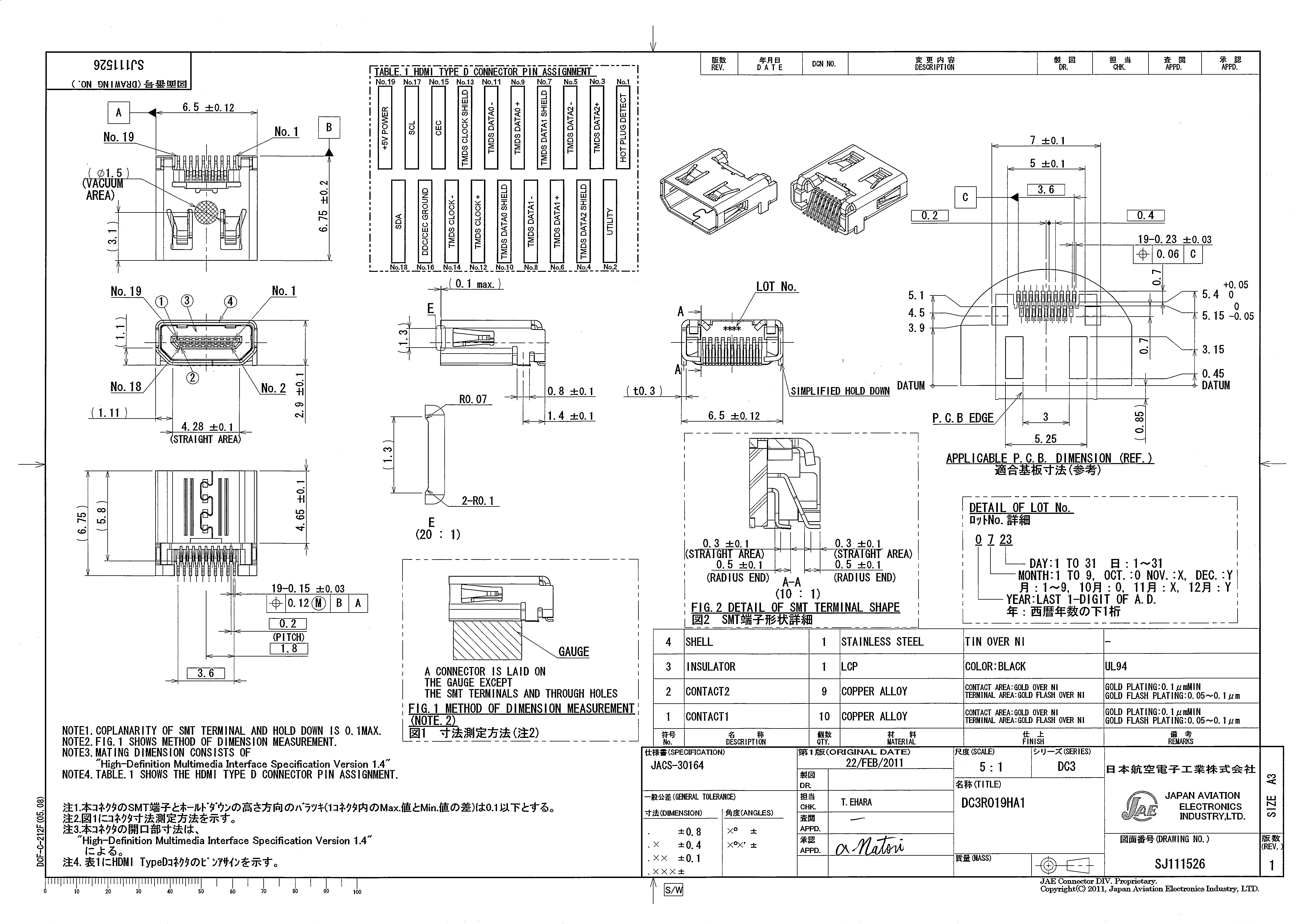 JAE Electronics DC3R019HA1R1900 for sale