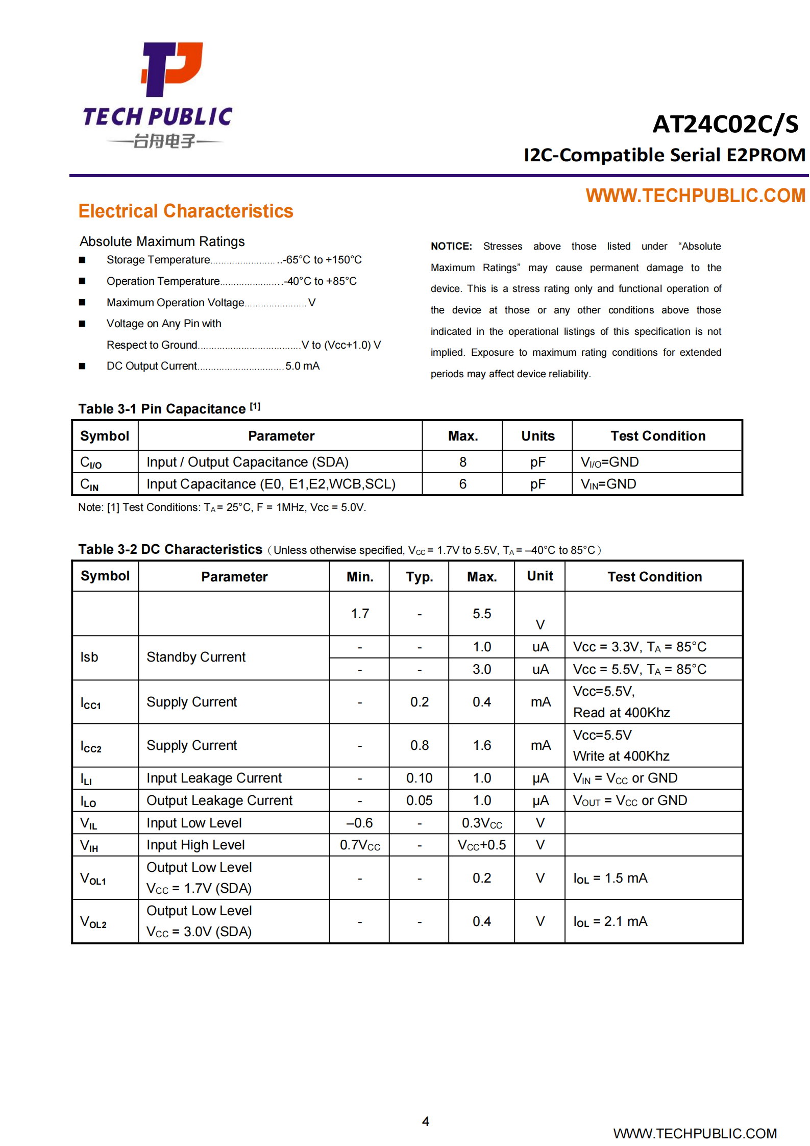 TECH PUBLIC AT24C02S(TP) for sale