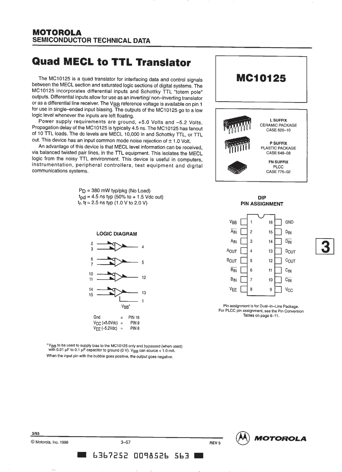 Rochester Electronics MC10125P for sale
