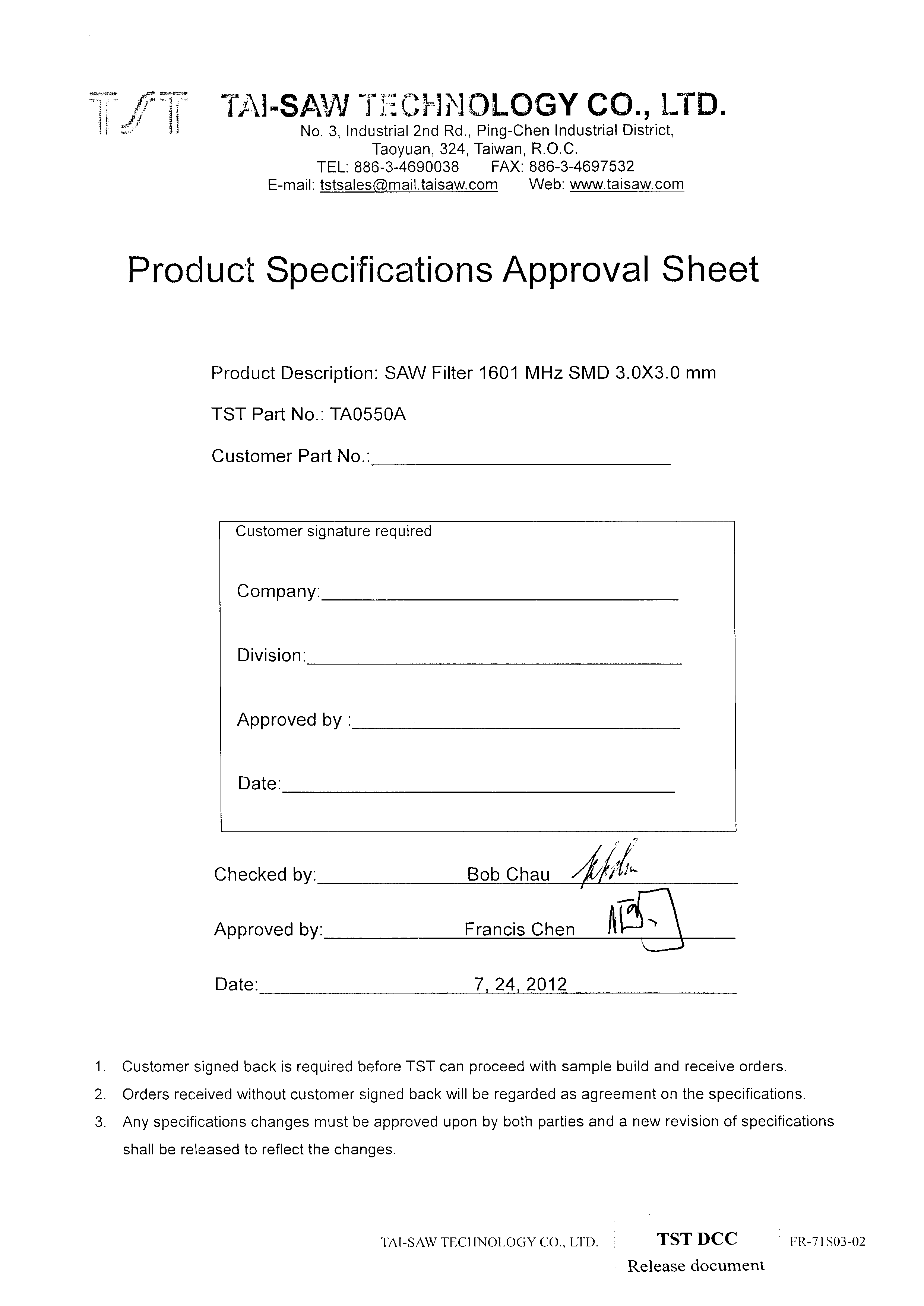 TST TA0550A for sale