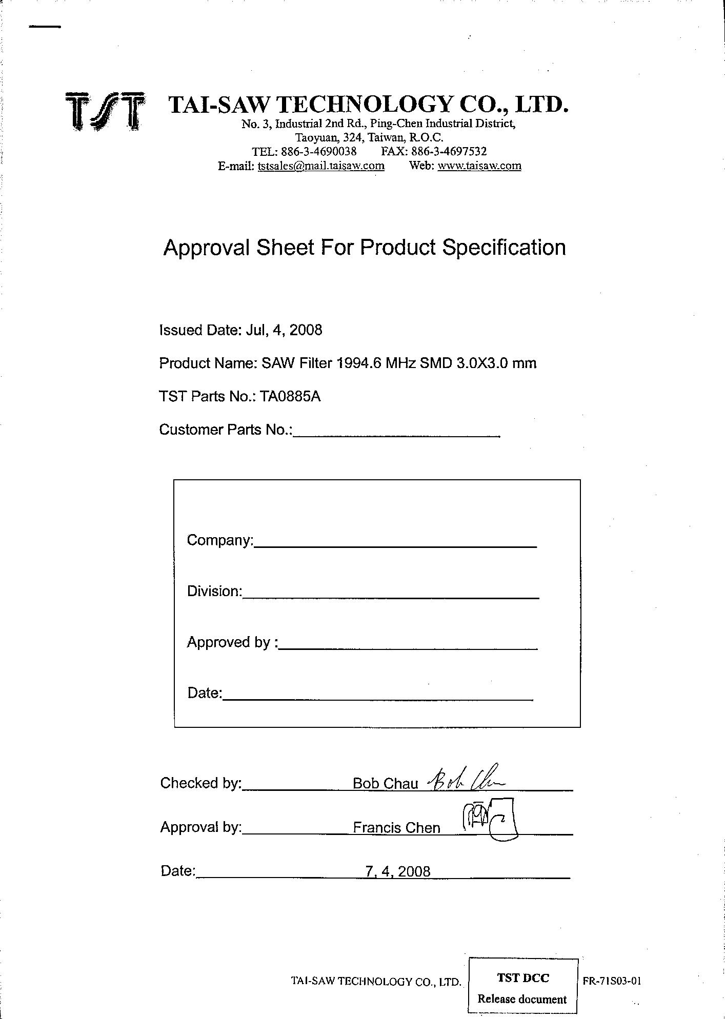 TST TA0885A for sale