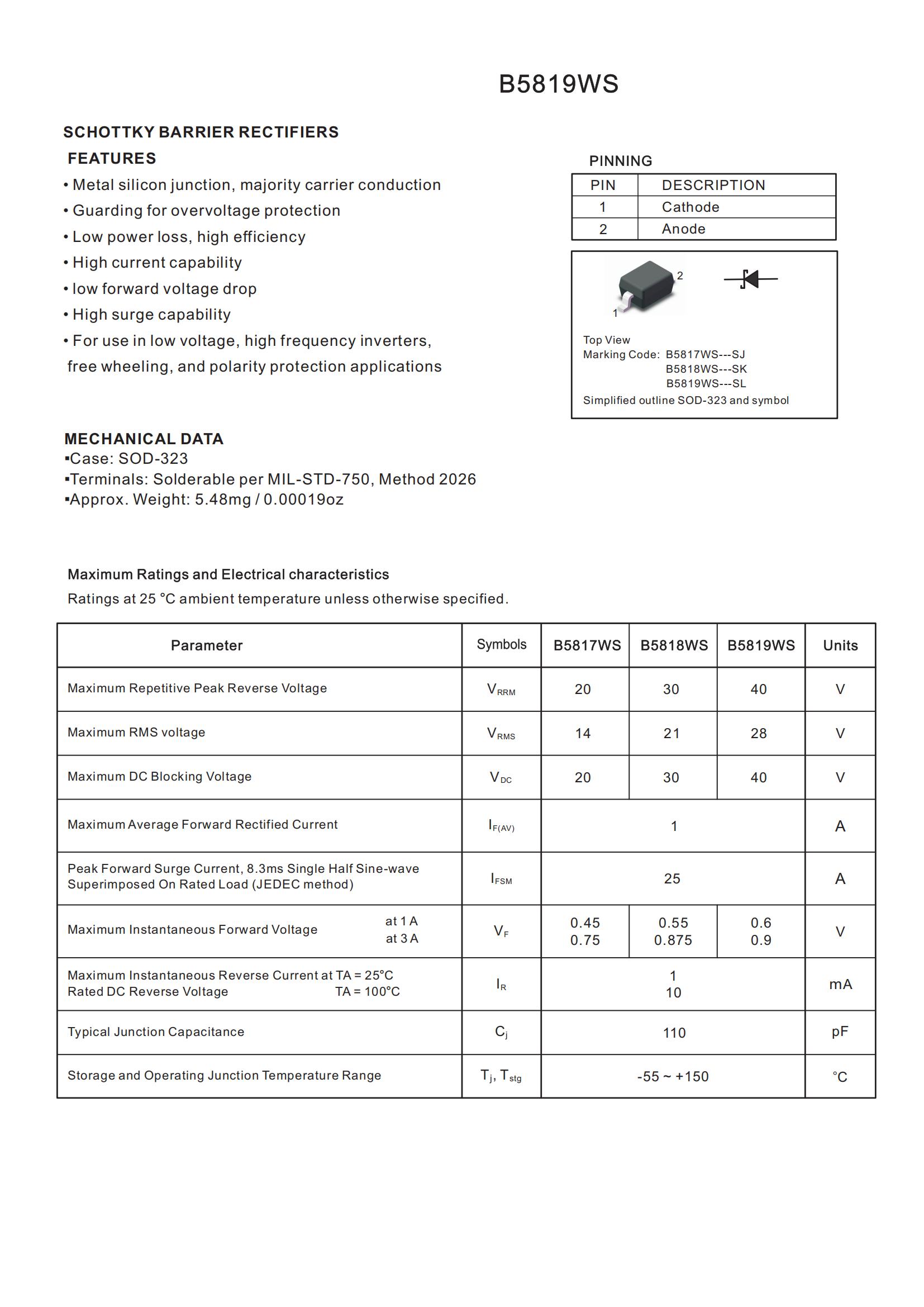 TDSEMIC B5819WS SL-TD for sale