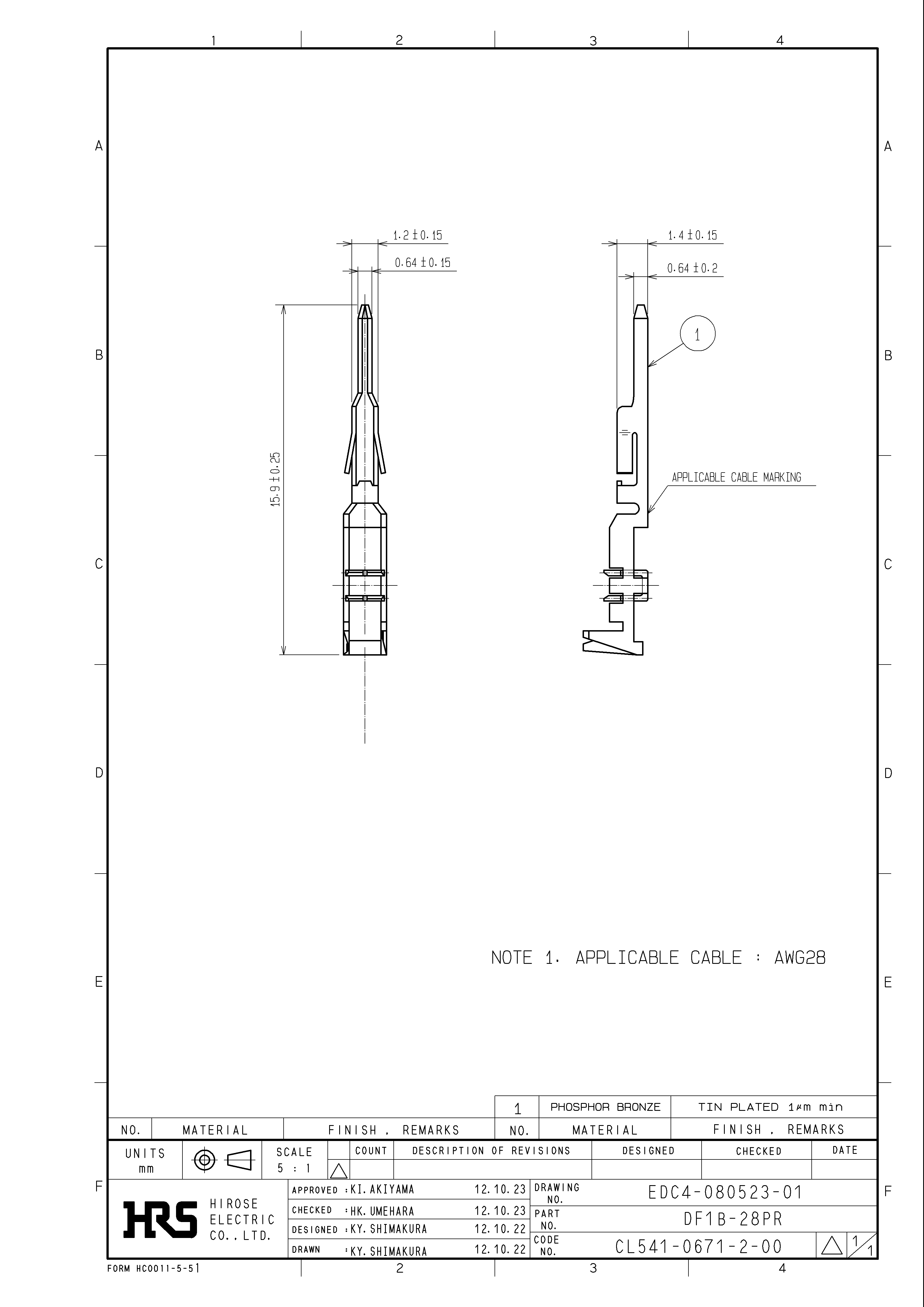 HRS DF1B-28PR for sale