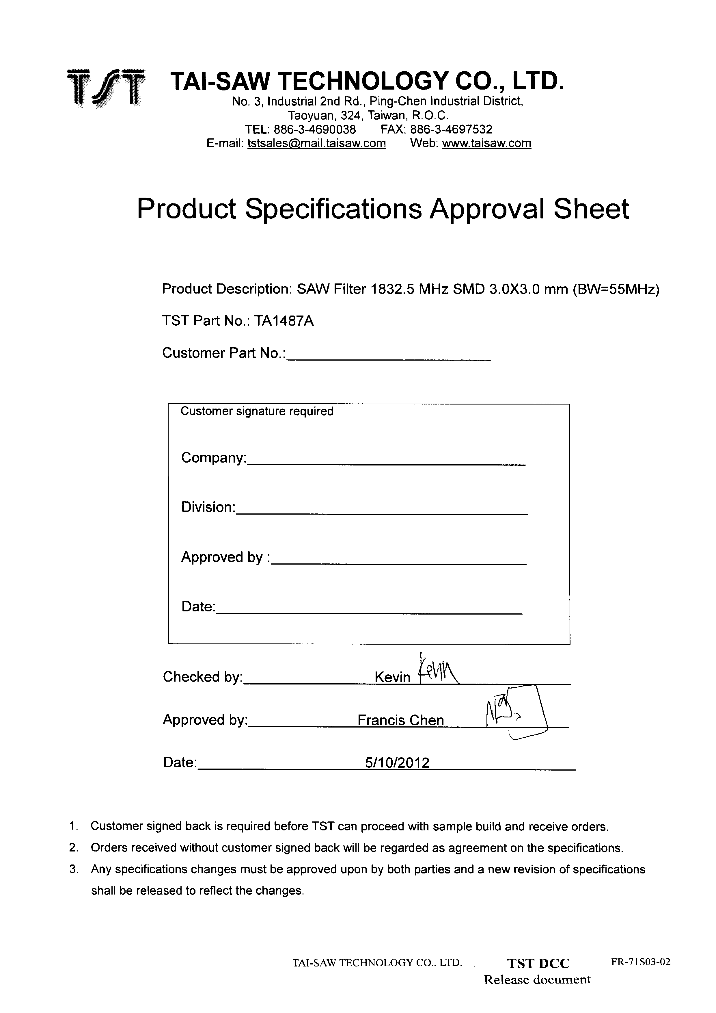 TST TA1487A for sale