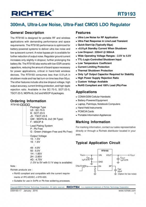 RICHTEK RT9193-15GB(Z00) index 1