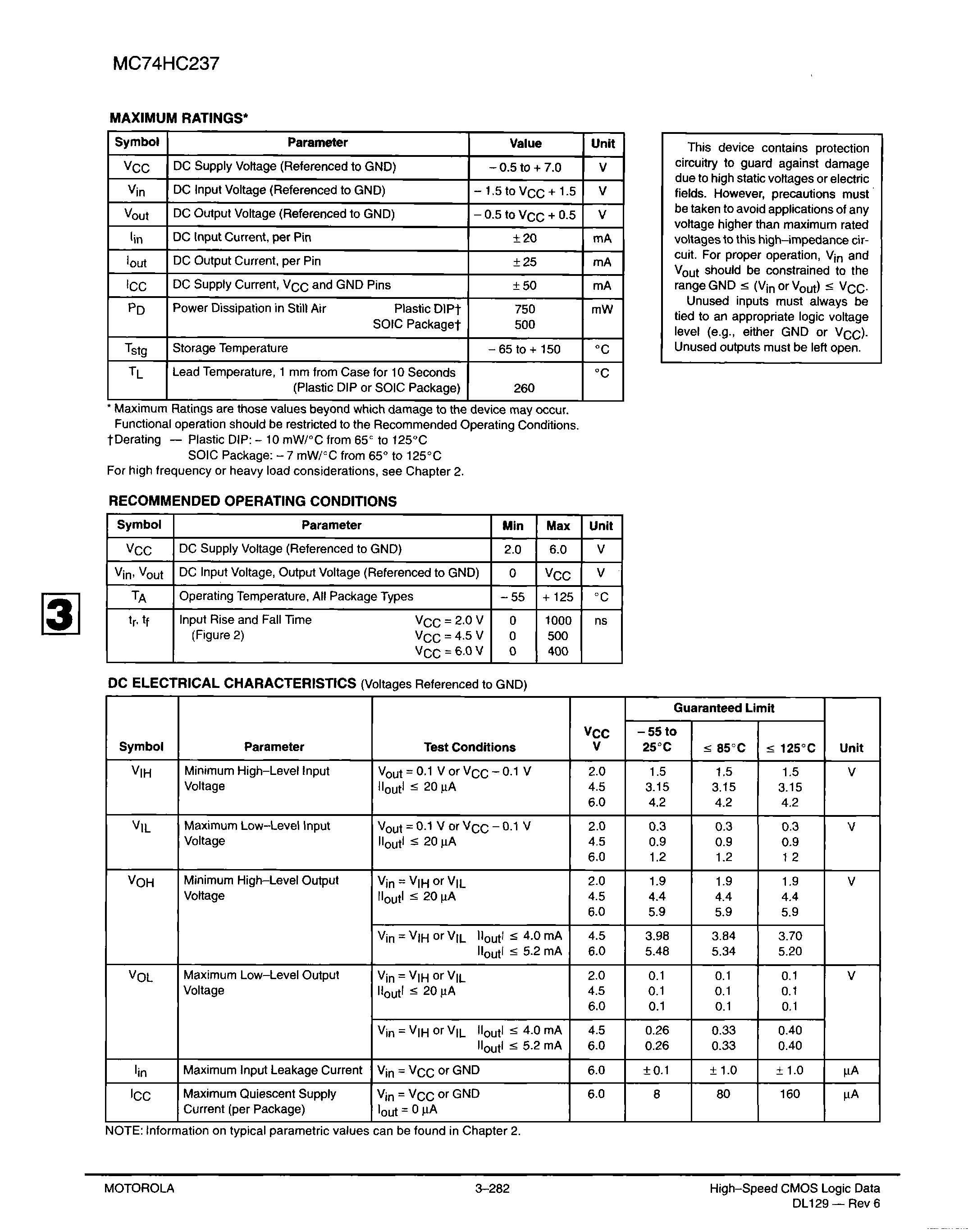 MOTOROLA MC74HC237N for sale