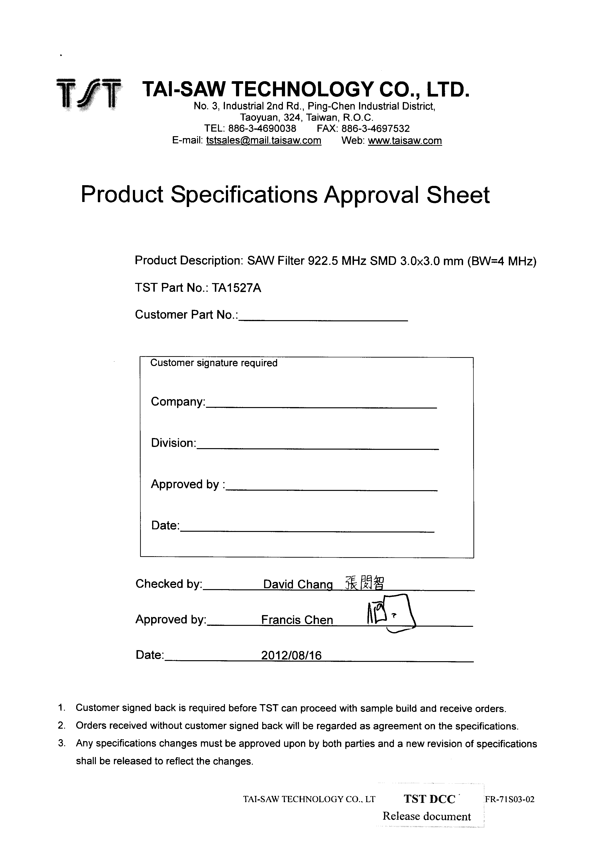 TST TA1527A for sale