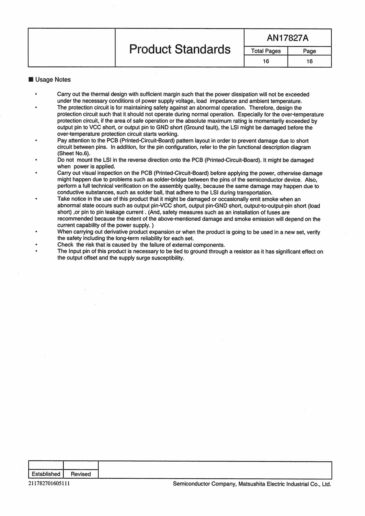 PANASONIC AN17827A for sale