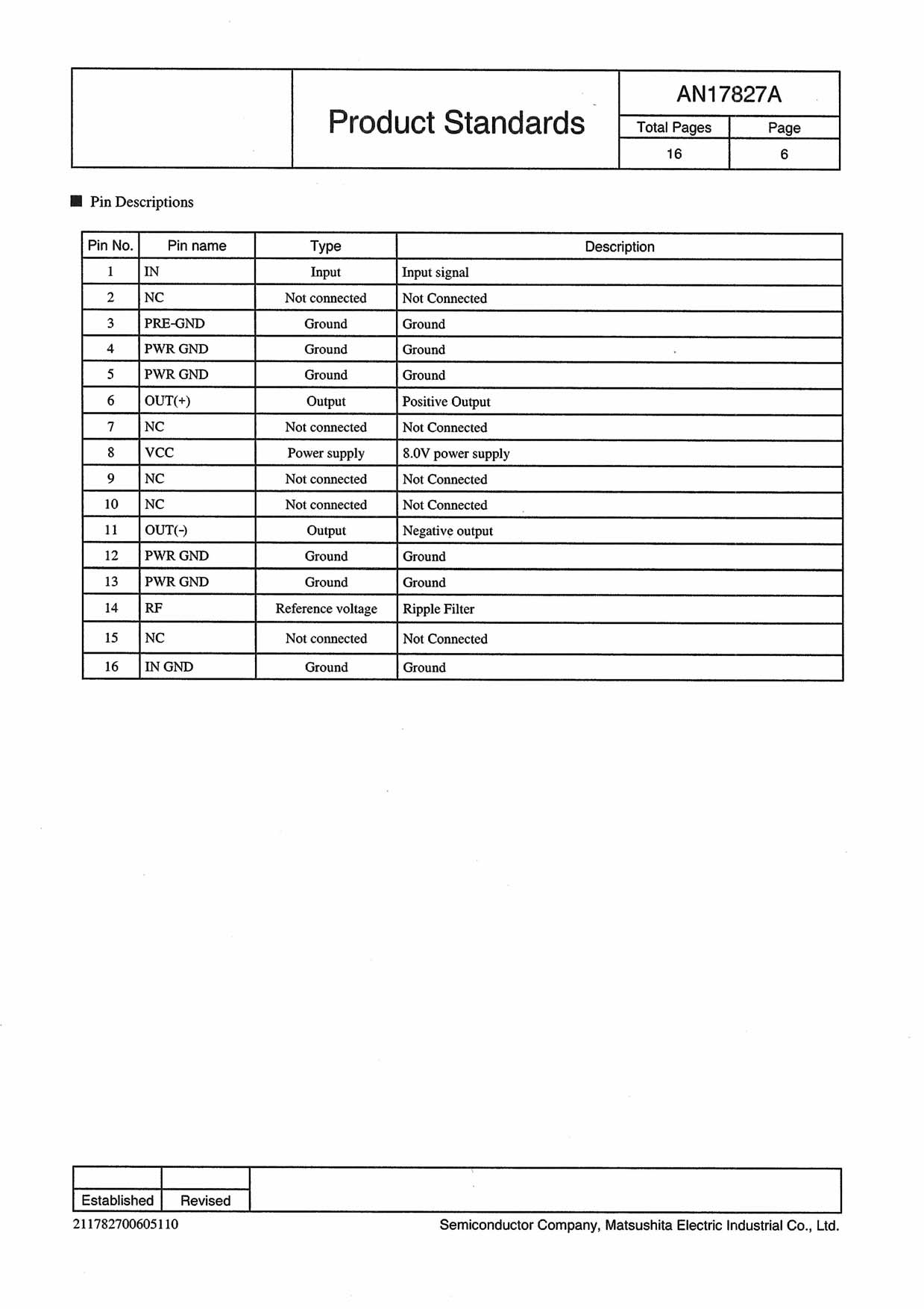 PANASONIC AN17827A for sale
