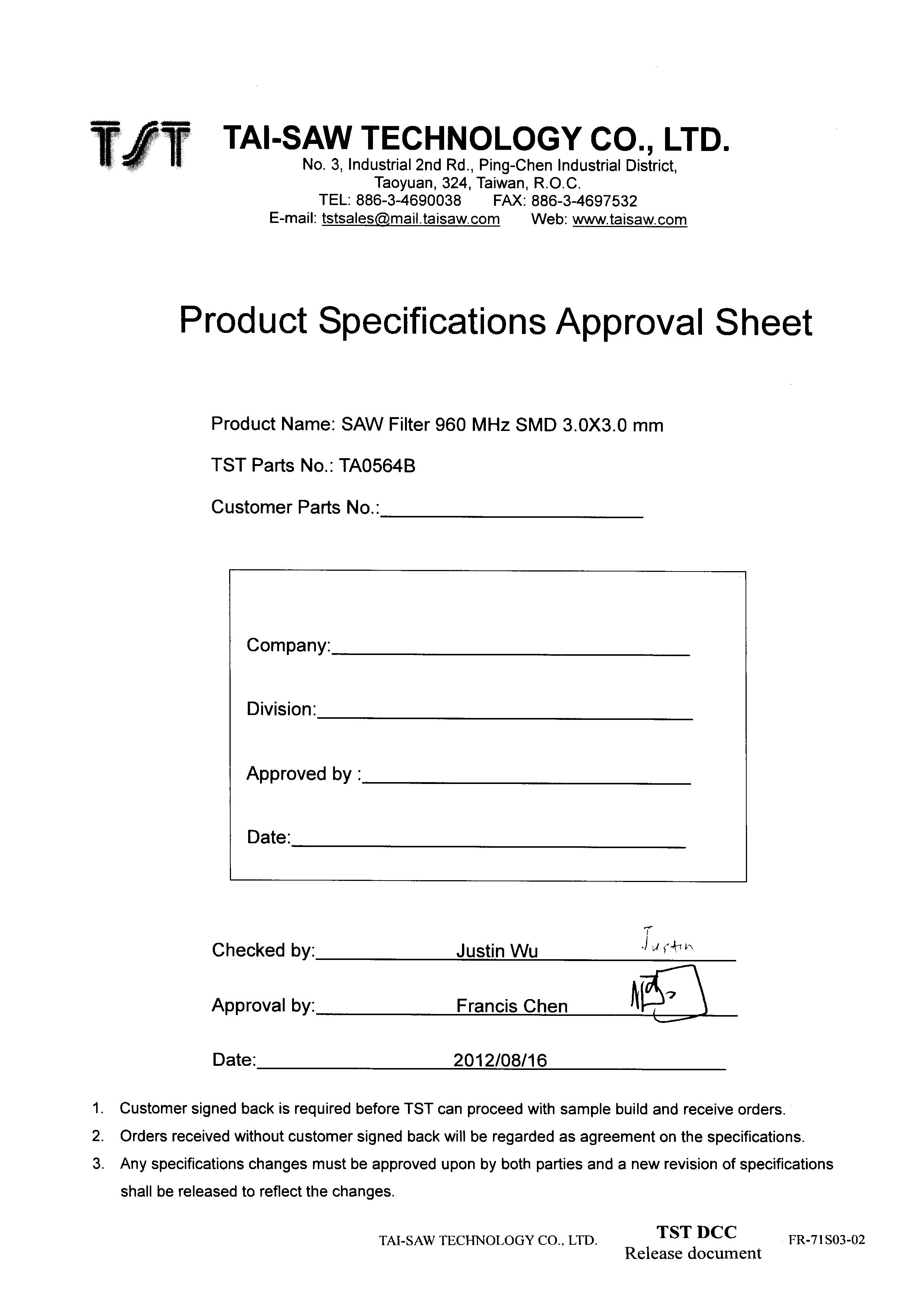 TST TA0564B for sale