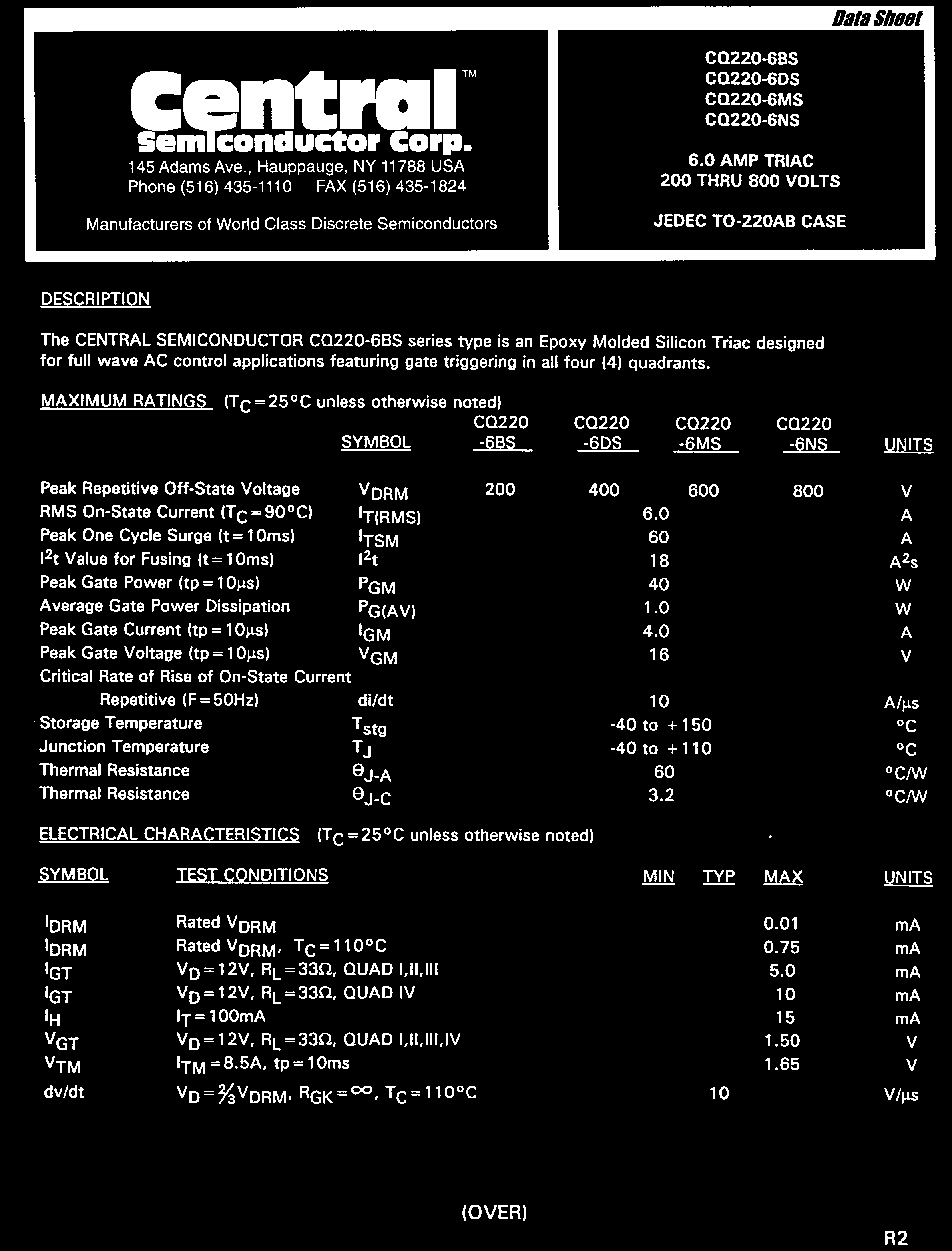 Central CQ220-6DS TIN/LEAD for sale