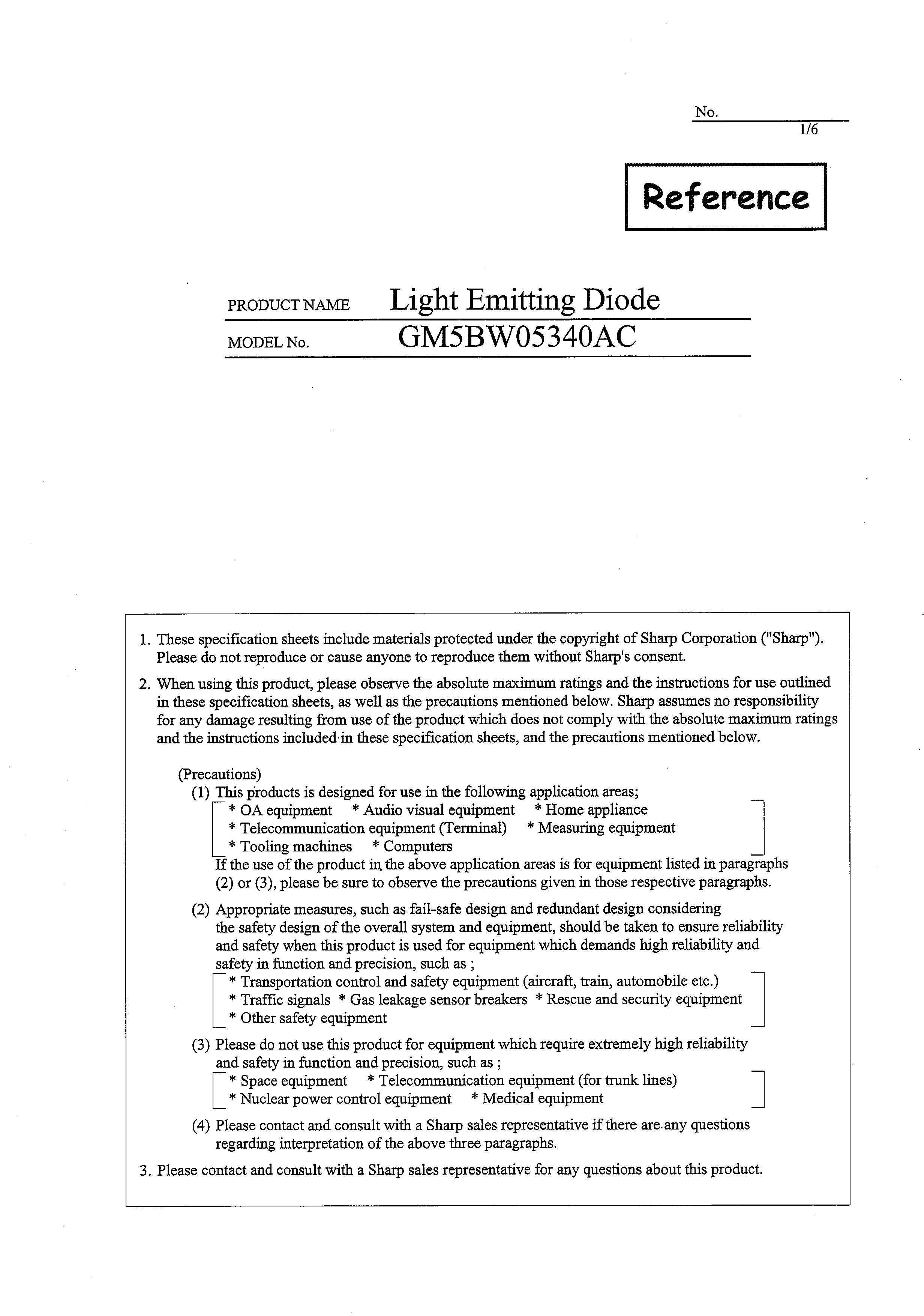 SHARP GM5BW05340AC for sale
