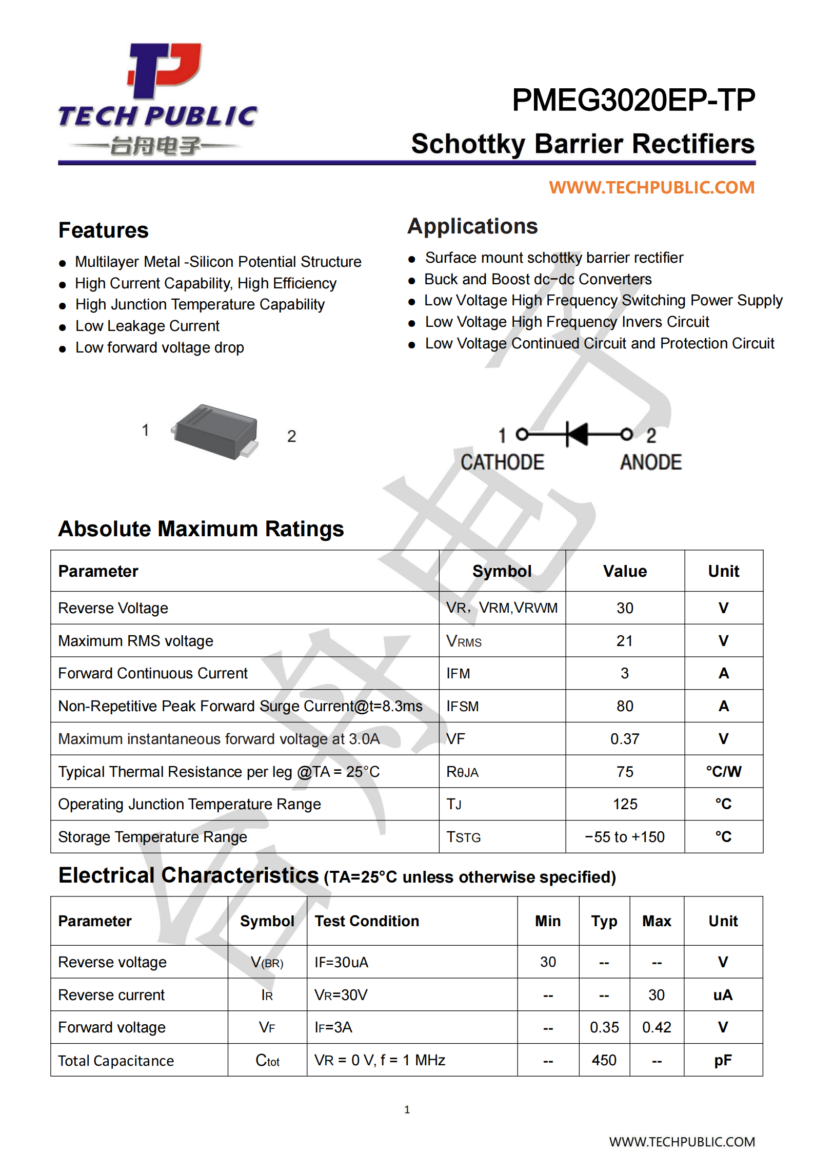 TECH PUBLIC PMEG3020EP-TP for sale