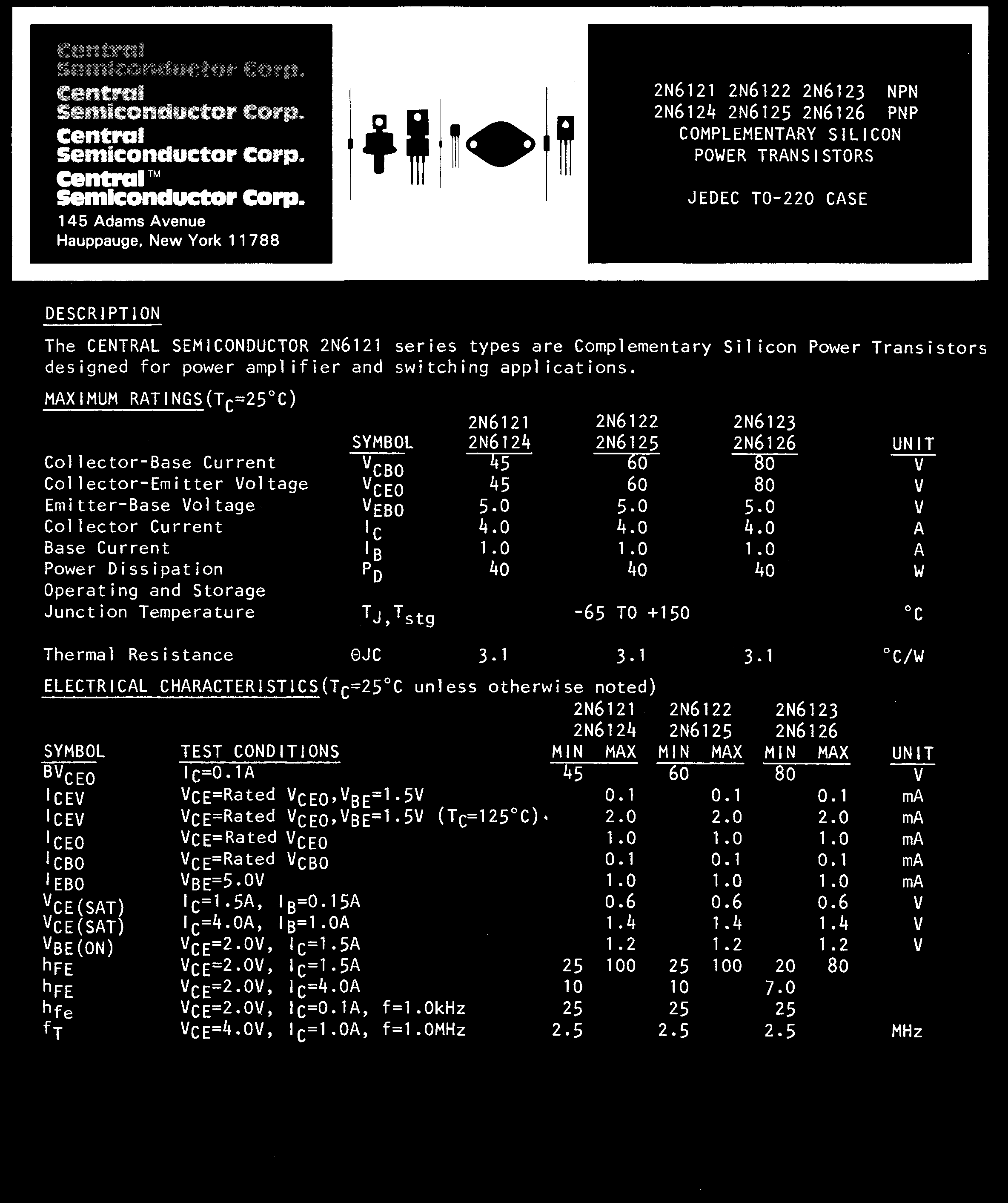 Central 2N6123 PBFREE for sale