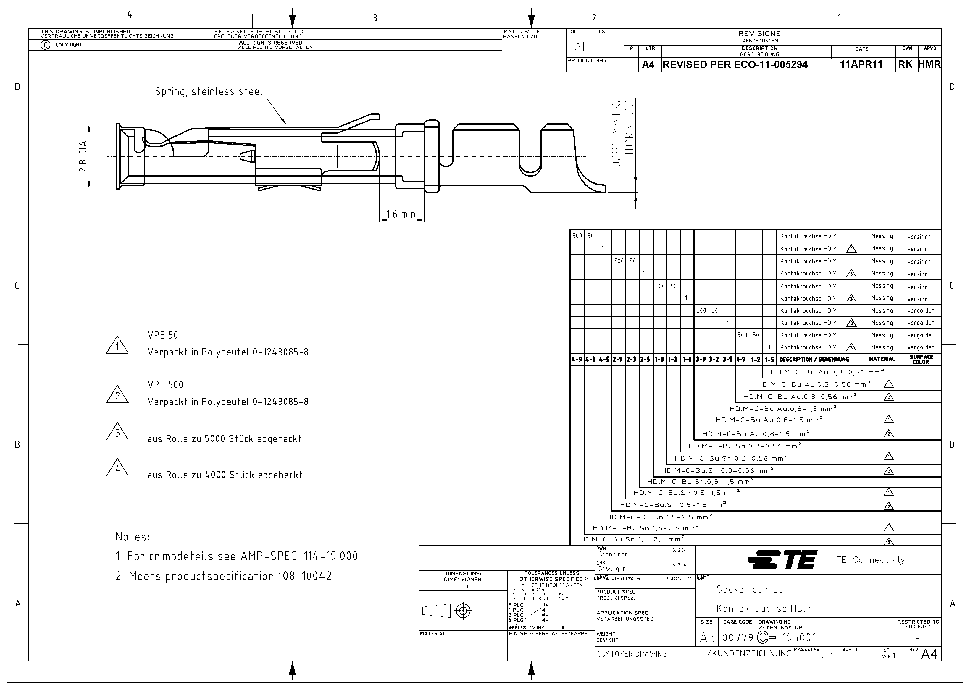 TE Connectivity 1-1105001-2 for sale