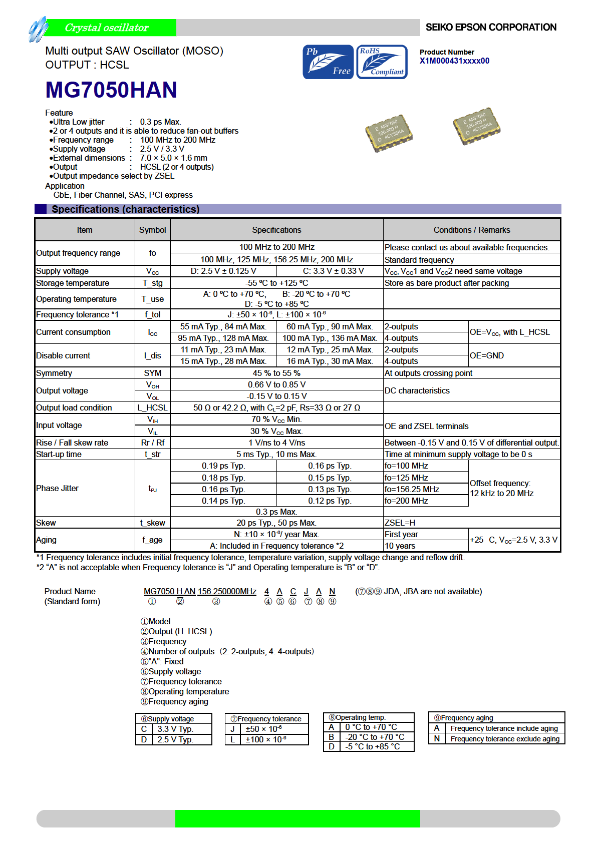 EPSON MG7050HAN 100.000000M-4ACLDAB for sale