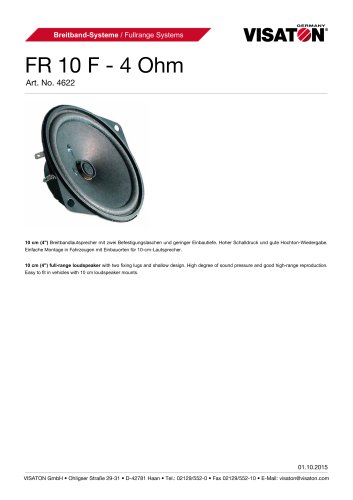 Visaton FR 10 F - 4 OHM for sale