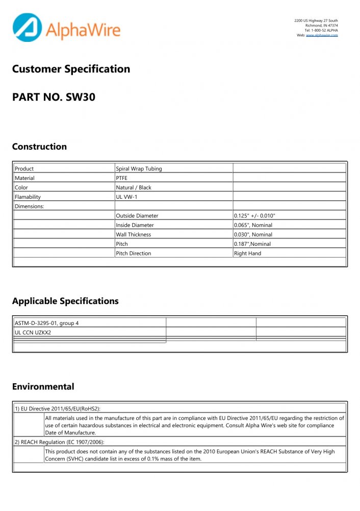 Sw30 Thread Alpha Wire SW30 NA008 | ICBOY