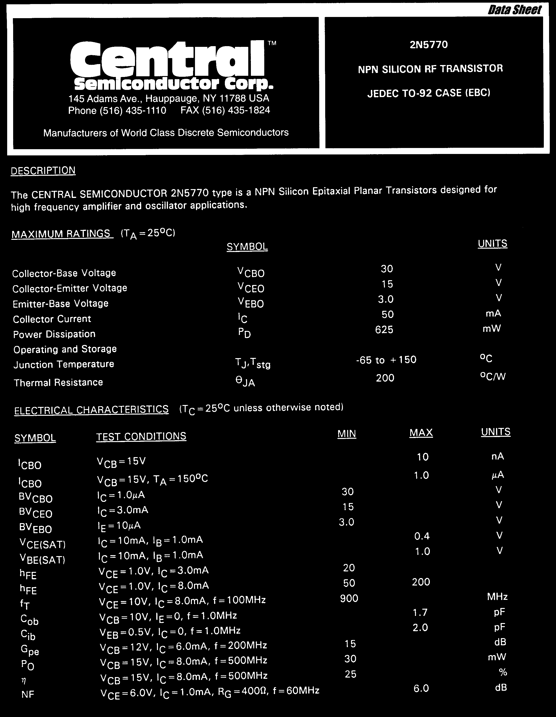 Central 2N5770 PBFREE for sale