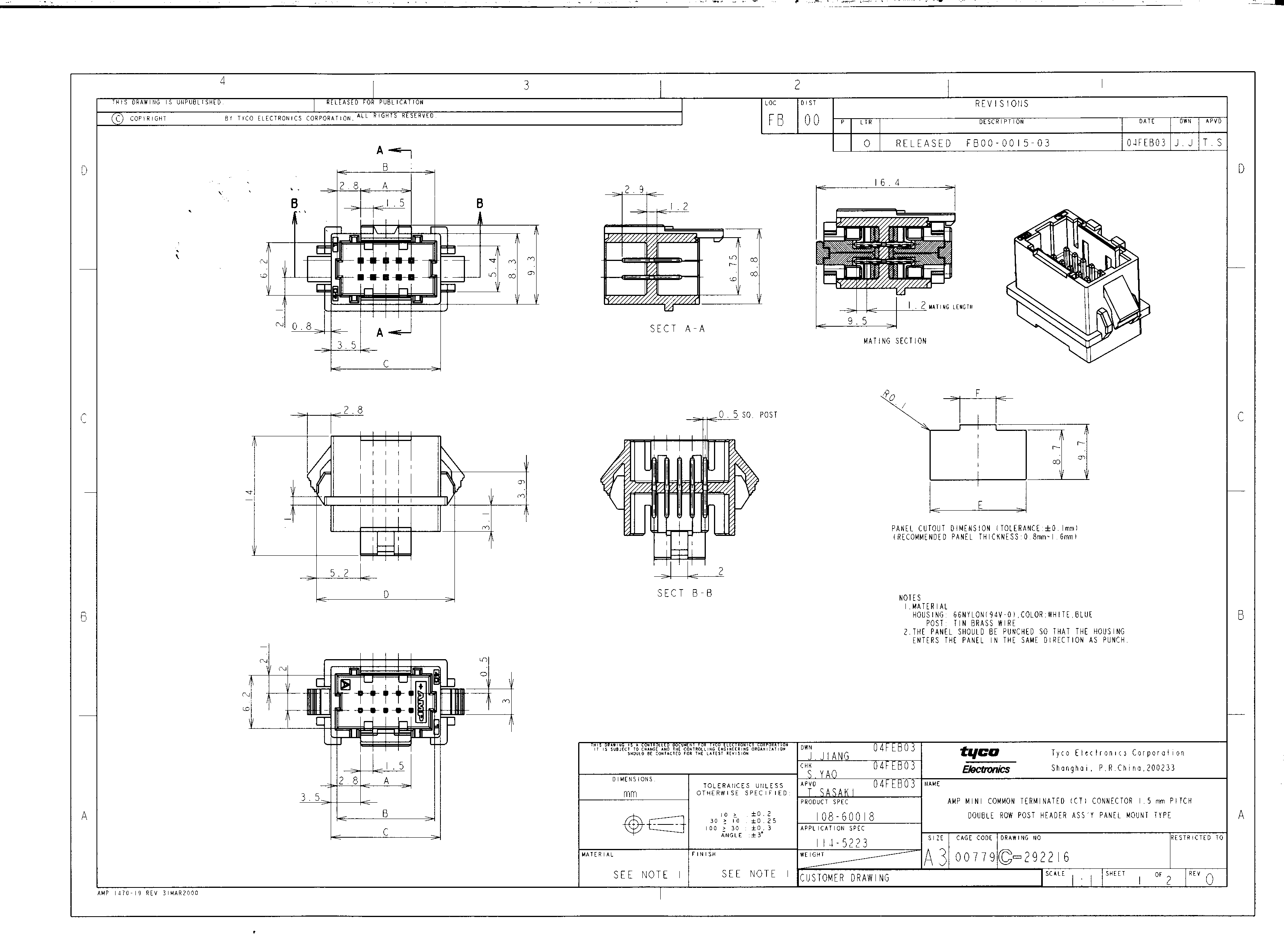 TE Connectivity 2-292216-6 for sale