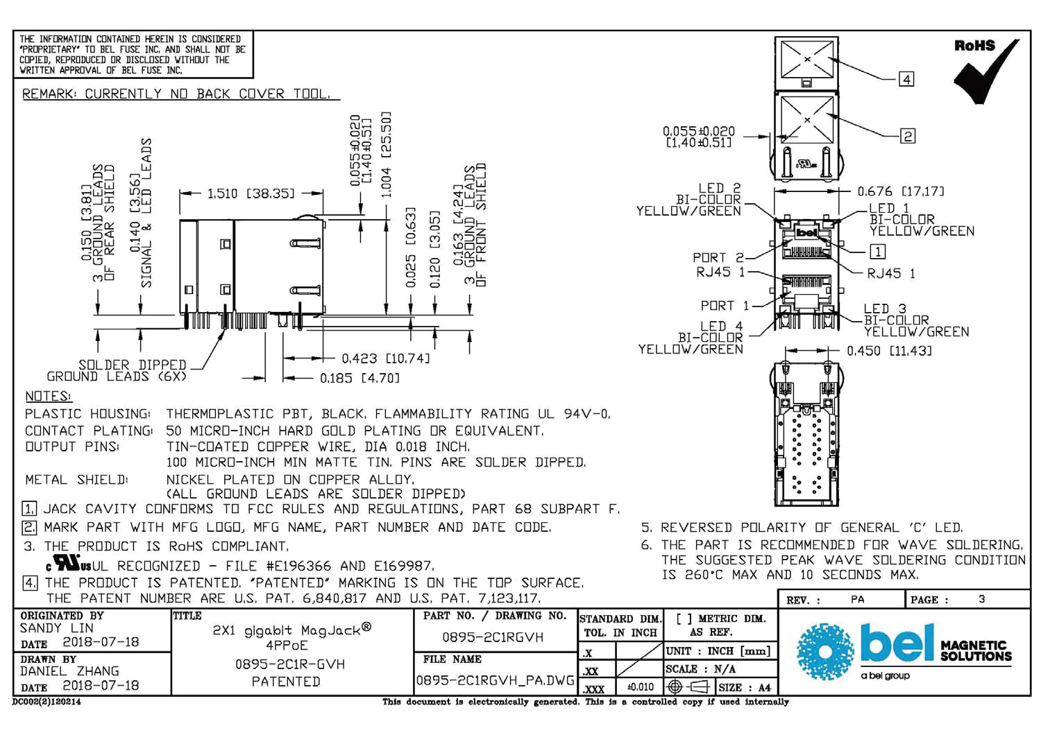 Bel Fuse 0895-2C1R-GK for sale