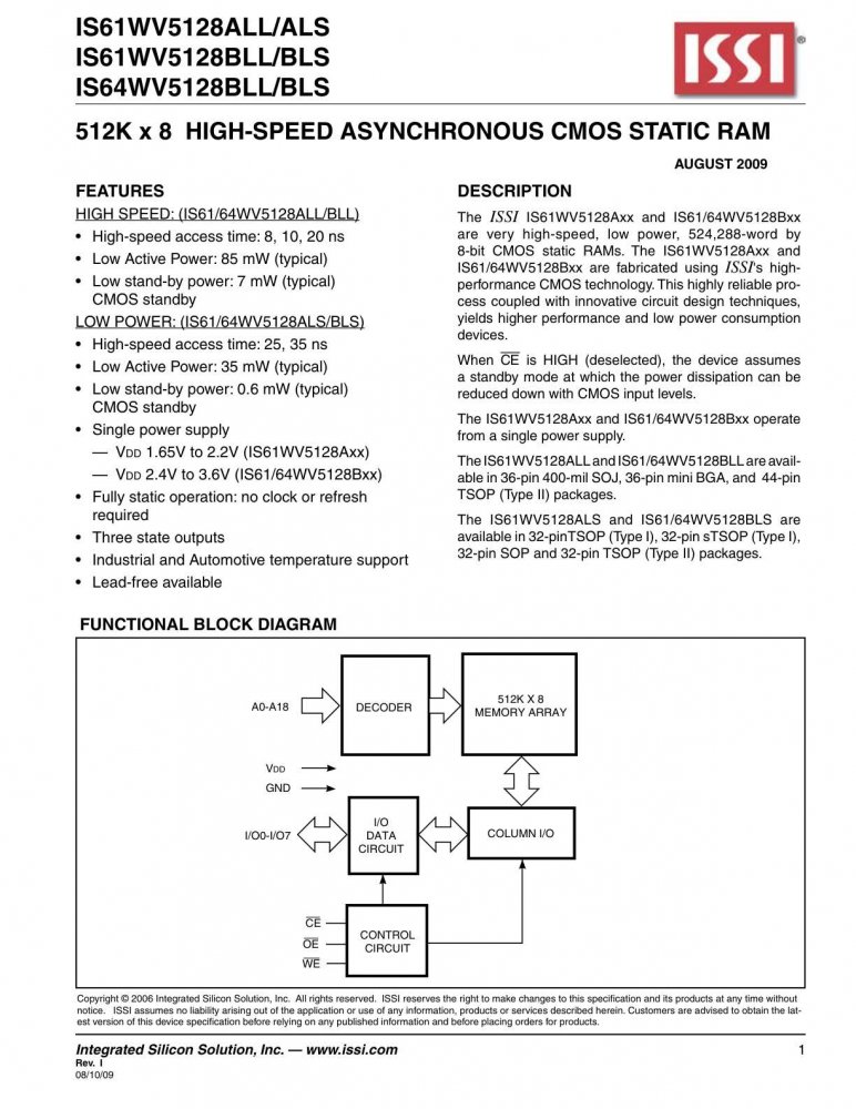 ISSI IS64WV5128BLL-10CTLA3 index 1