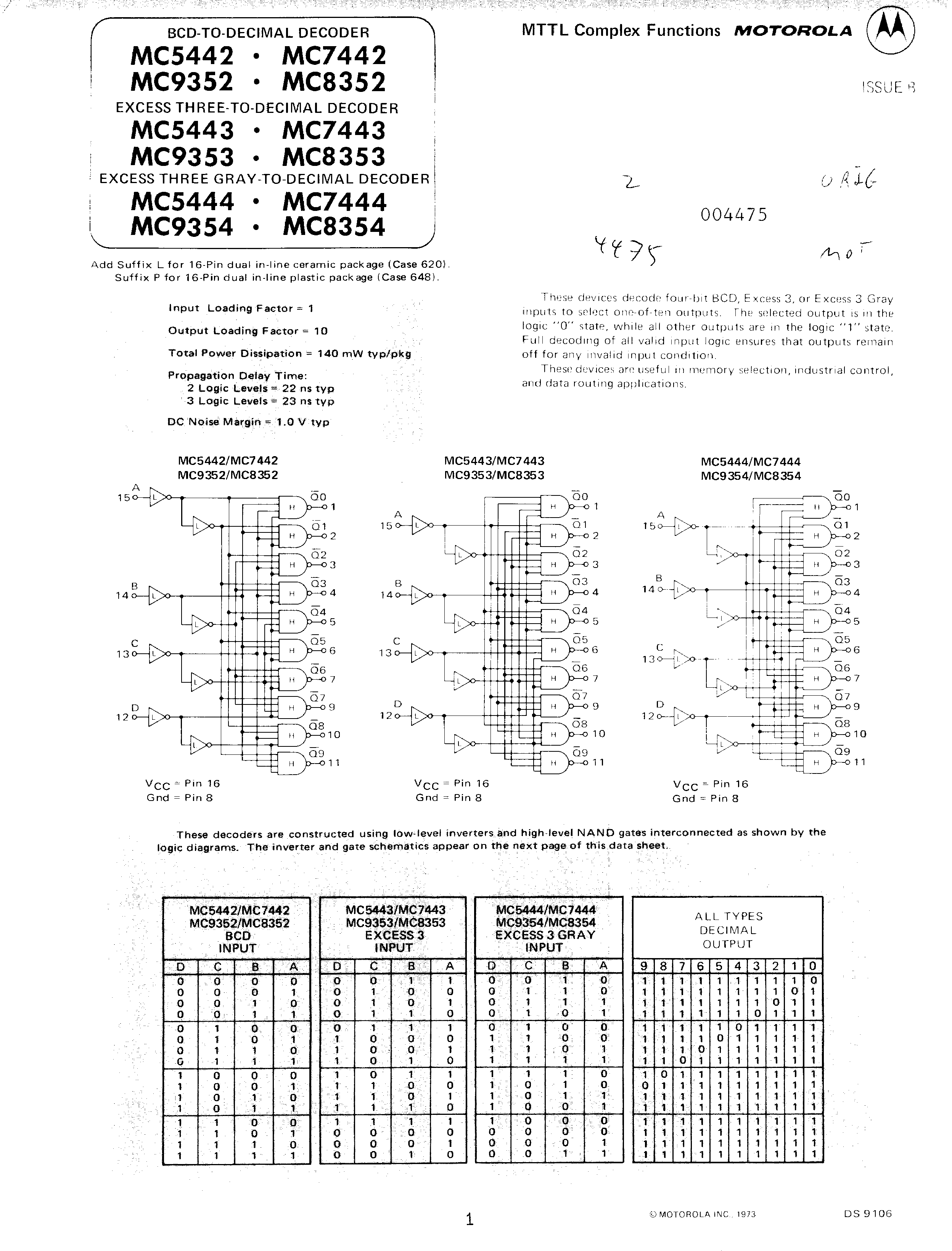 MOTOROLA MC5442L for sale