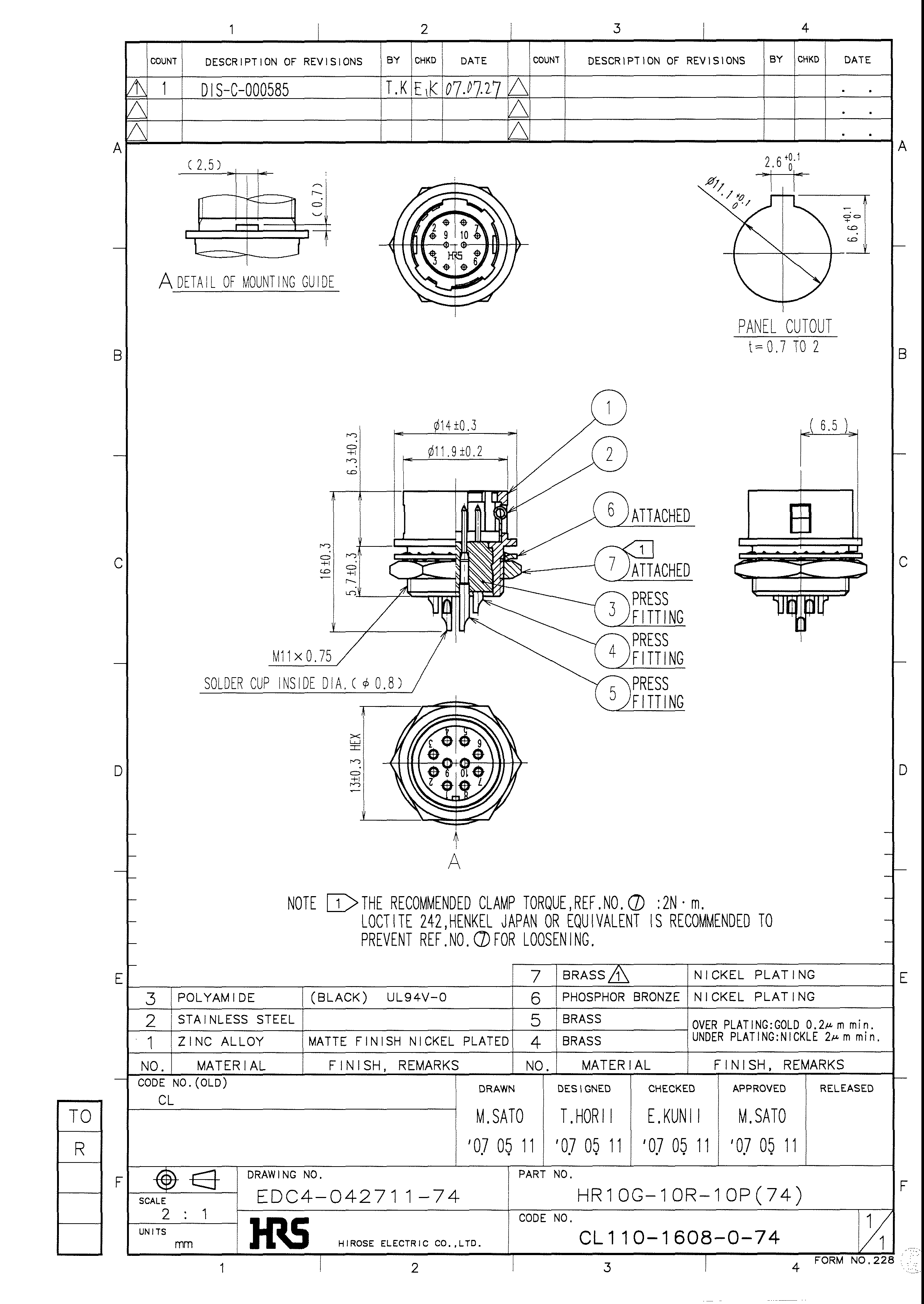 HRS HR10G-10R-10P(74) for sale