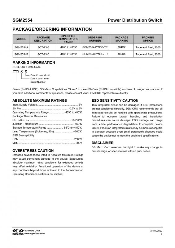 SGMICRO SGM2554AYN5G/TR index 2