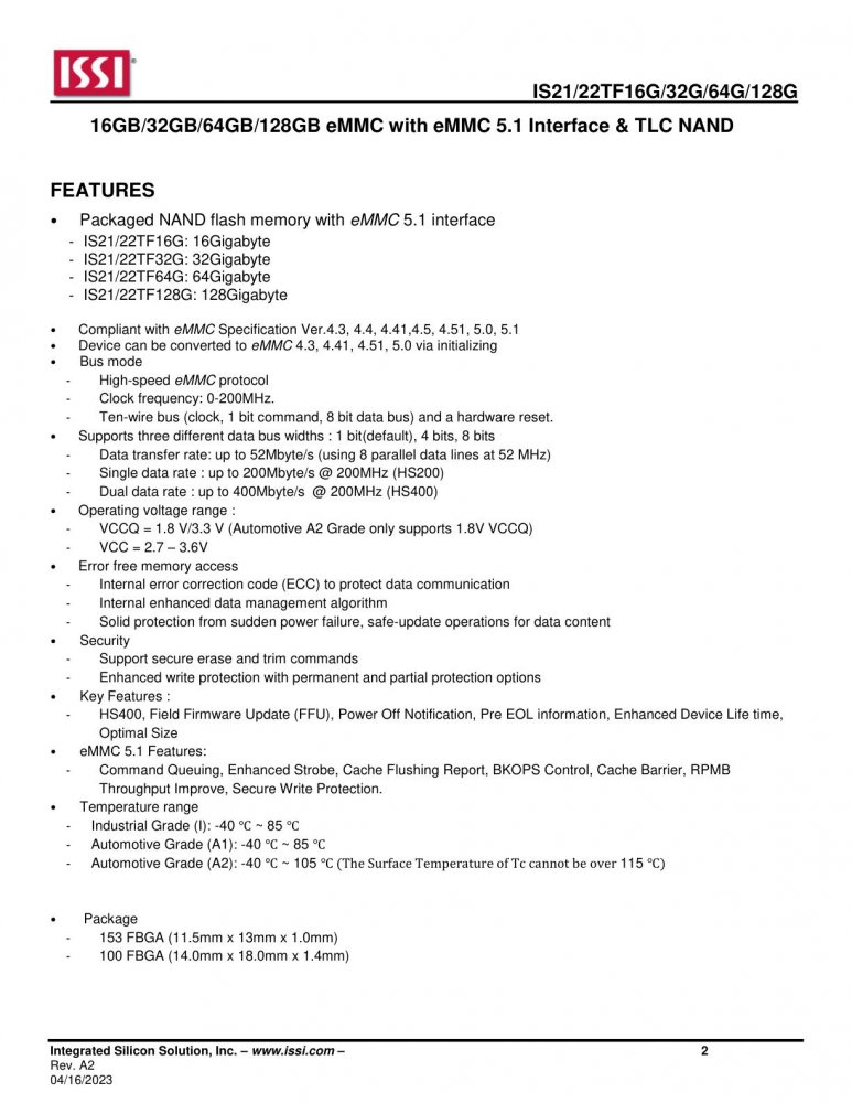 ISSI IS22TF16G-JCLA1-TR index 2