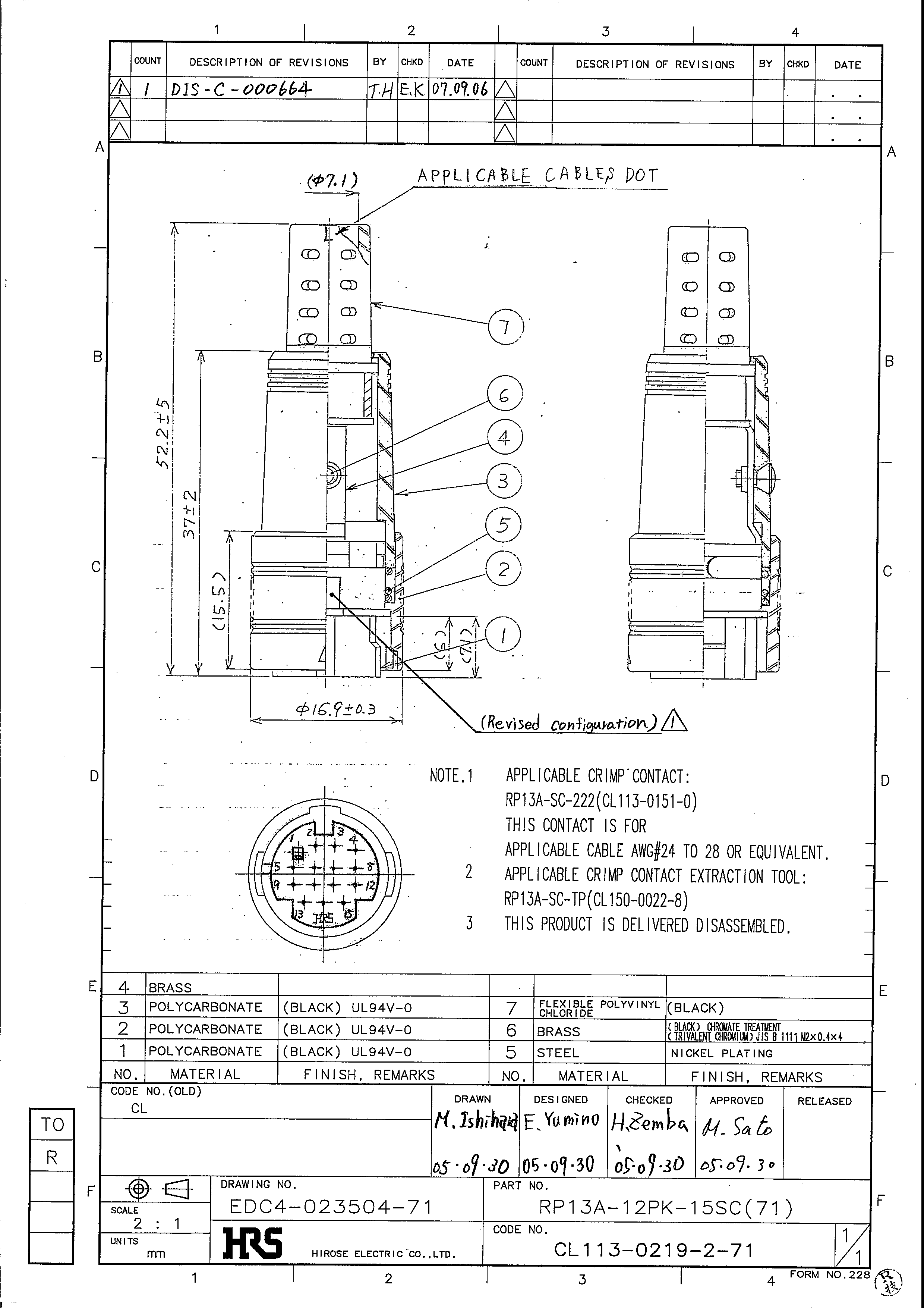 HRS RP13A-12PK-15SC(71) for sale