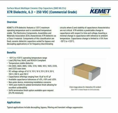 KEMET C0603C471J1GACTU for sale