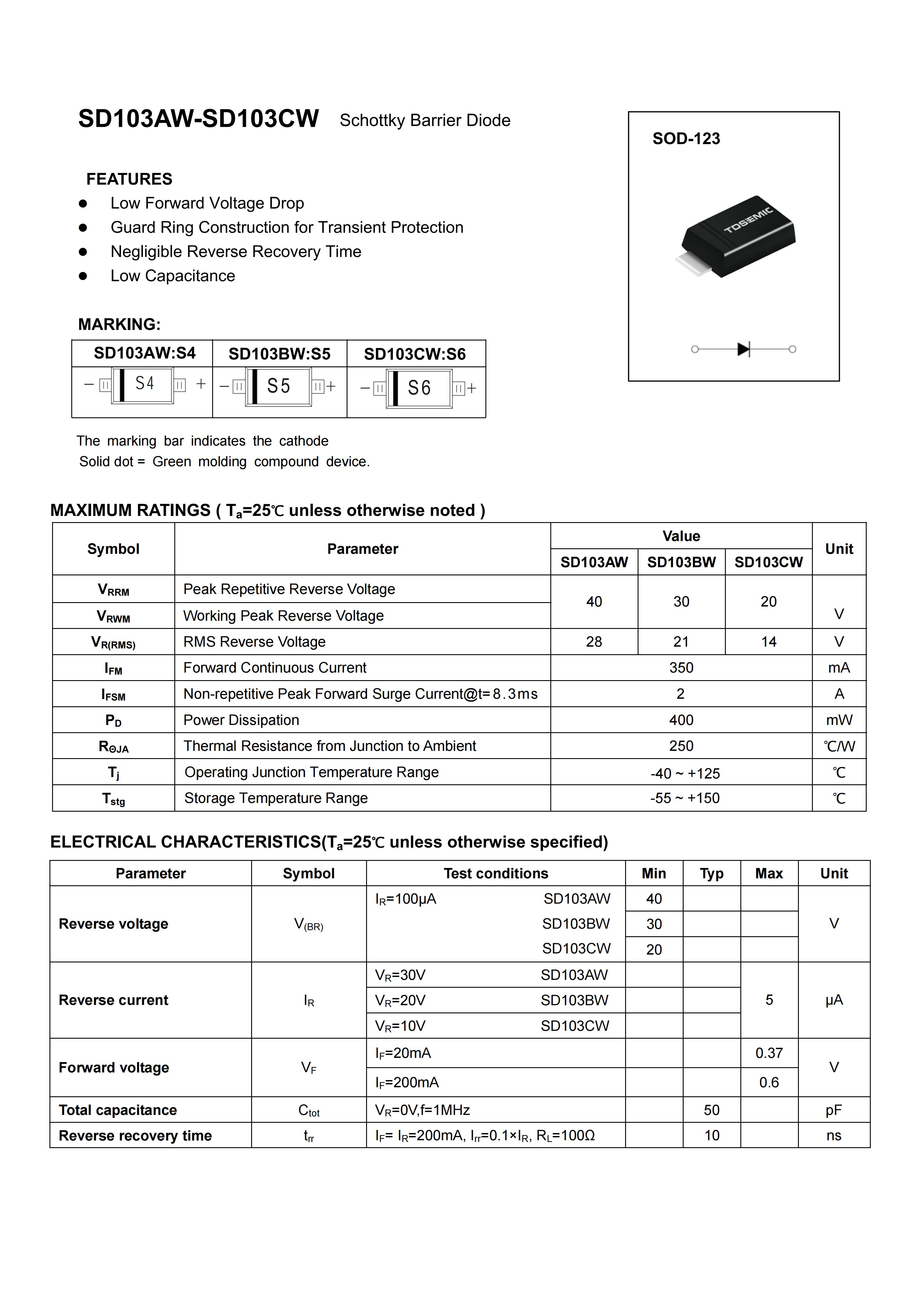 TDSEMIC SD103AW S4-TD(0.35) for sale