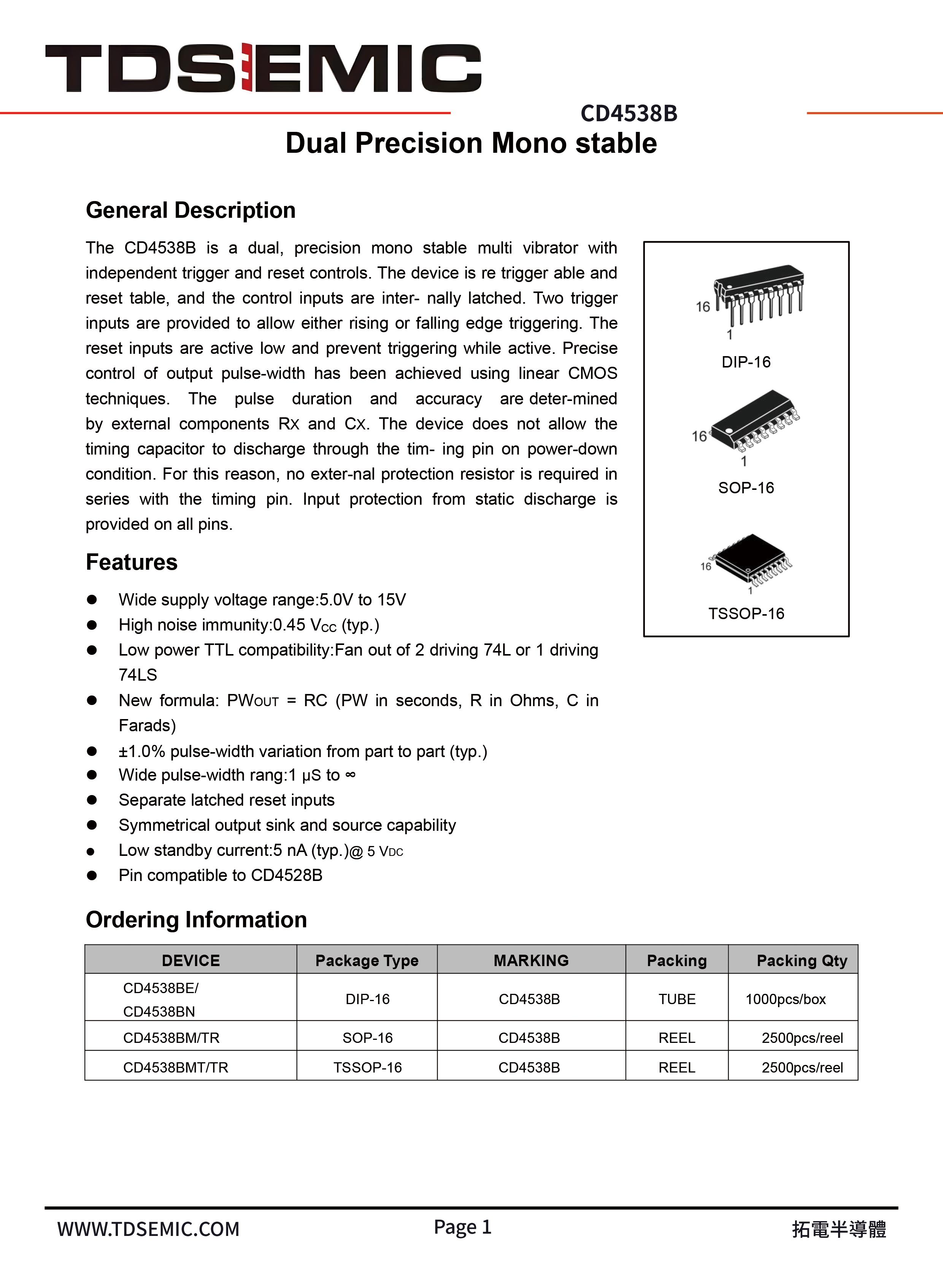 TDSEMIC CD4538BM-TD for sale
