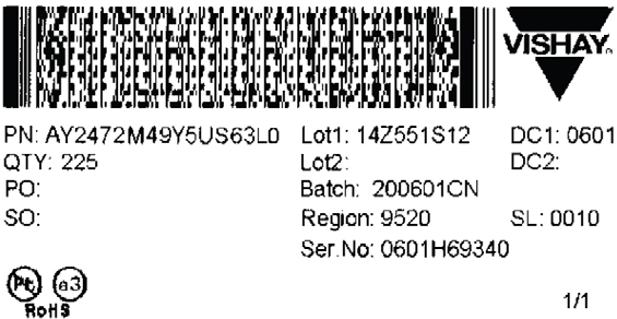 VISHAY AY2472M49Y5US6UV7 for sale