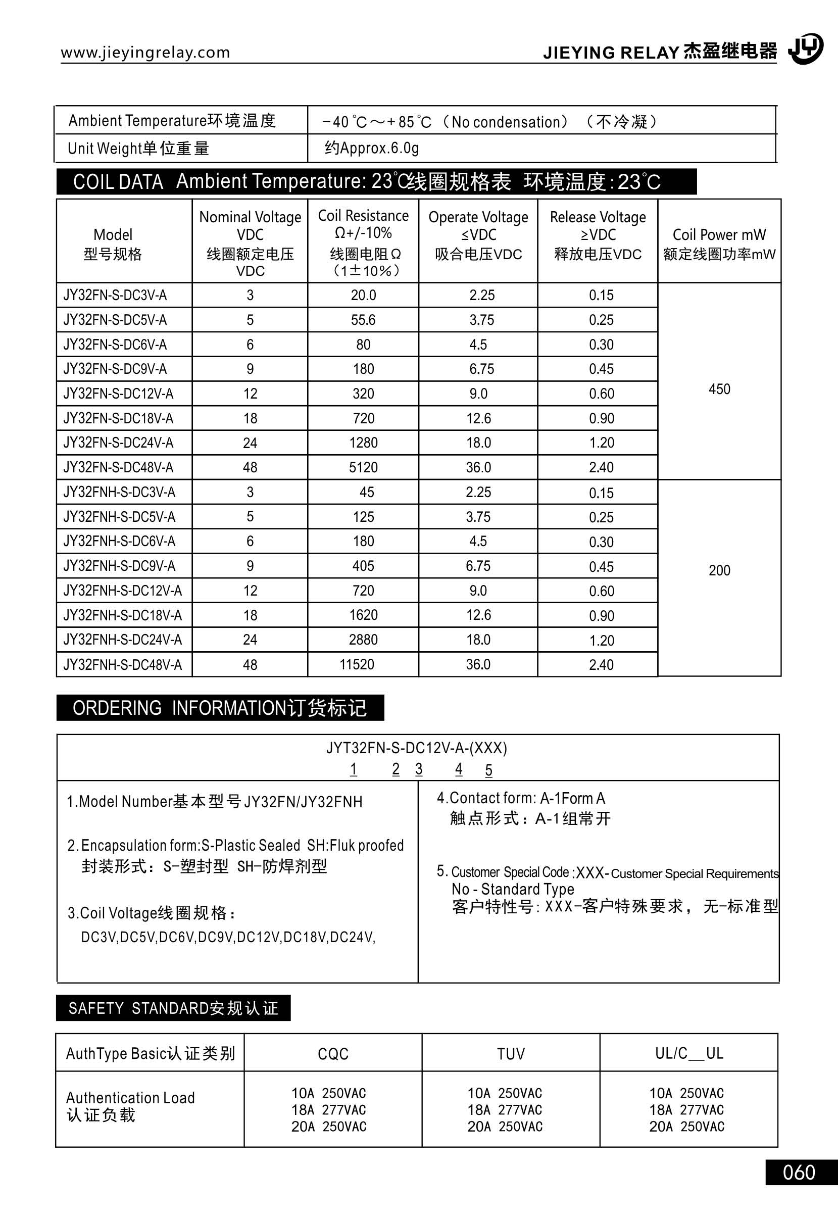 JIEYING RELAY JY32FNH-SH-DC5V-A/20A for sale