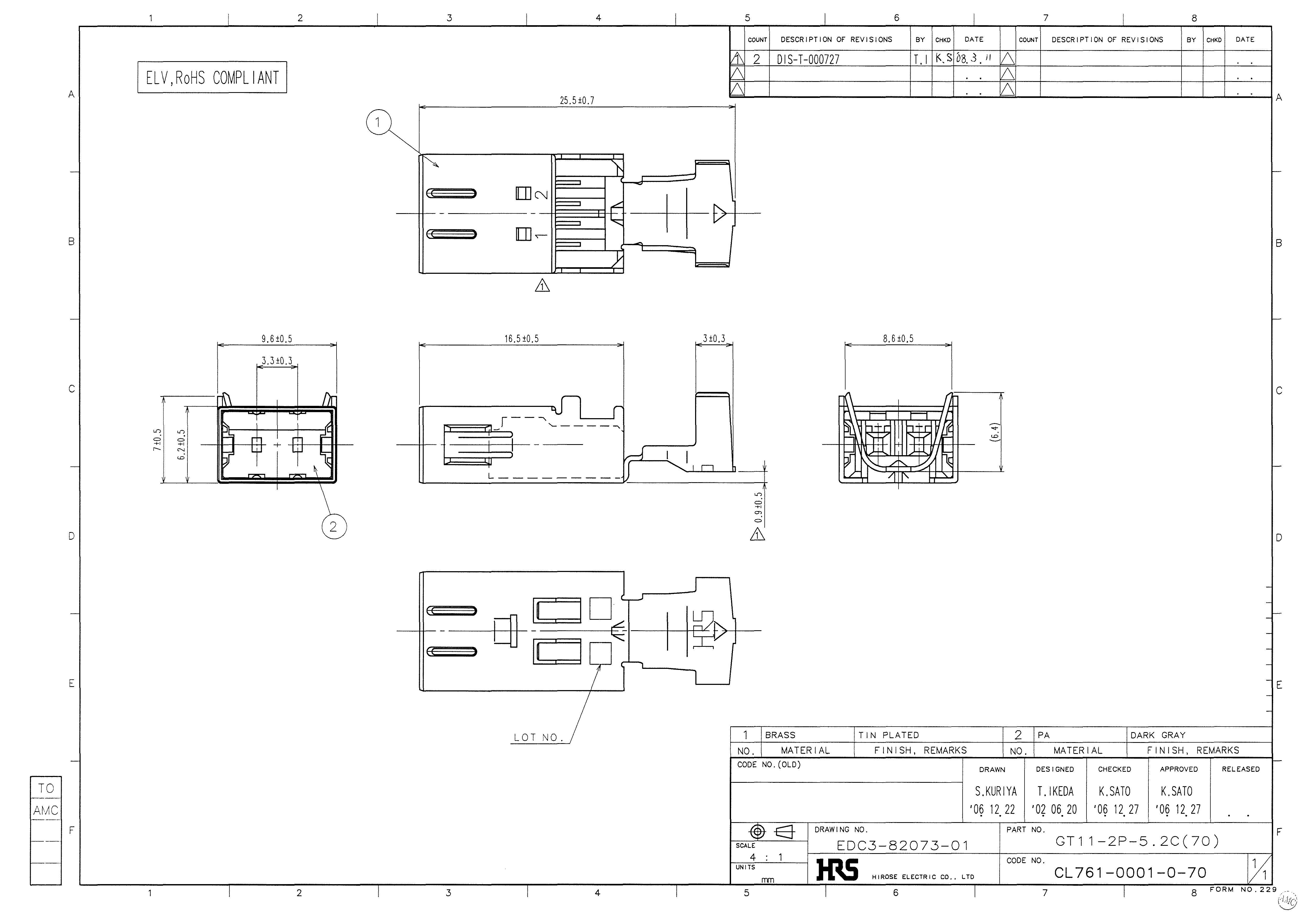 HRS GT11-2P-5.2C(70) for sale