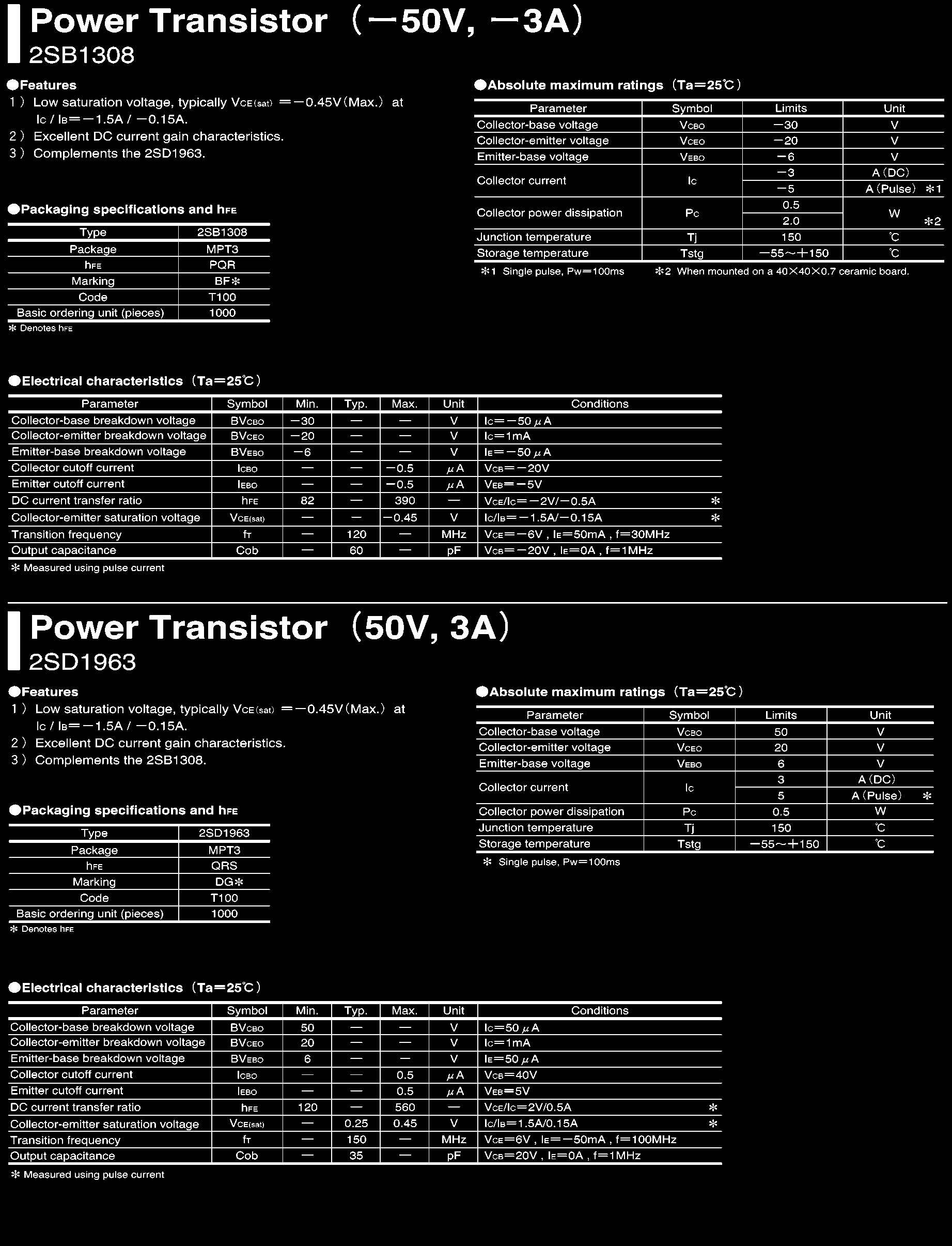 ROHM 2SB1308T100R for sale
