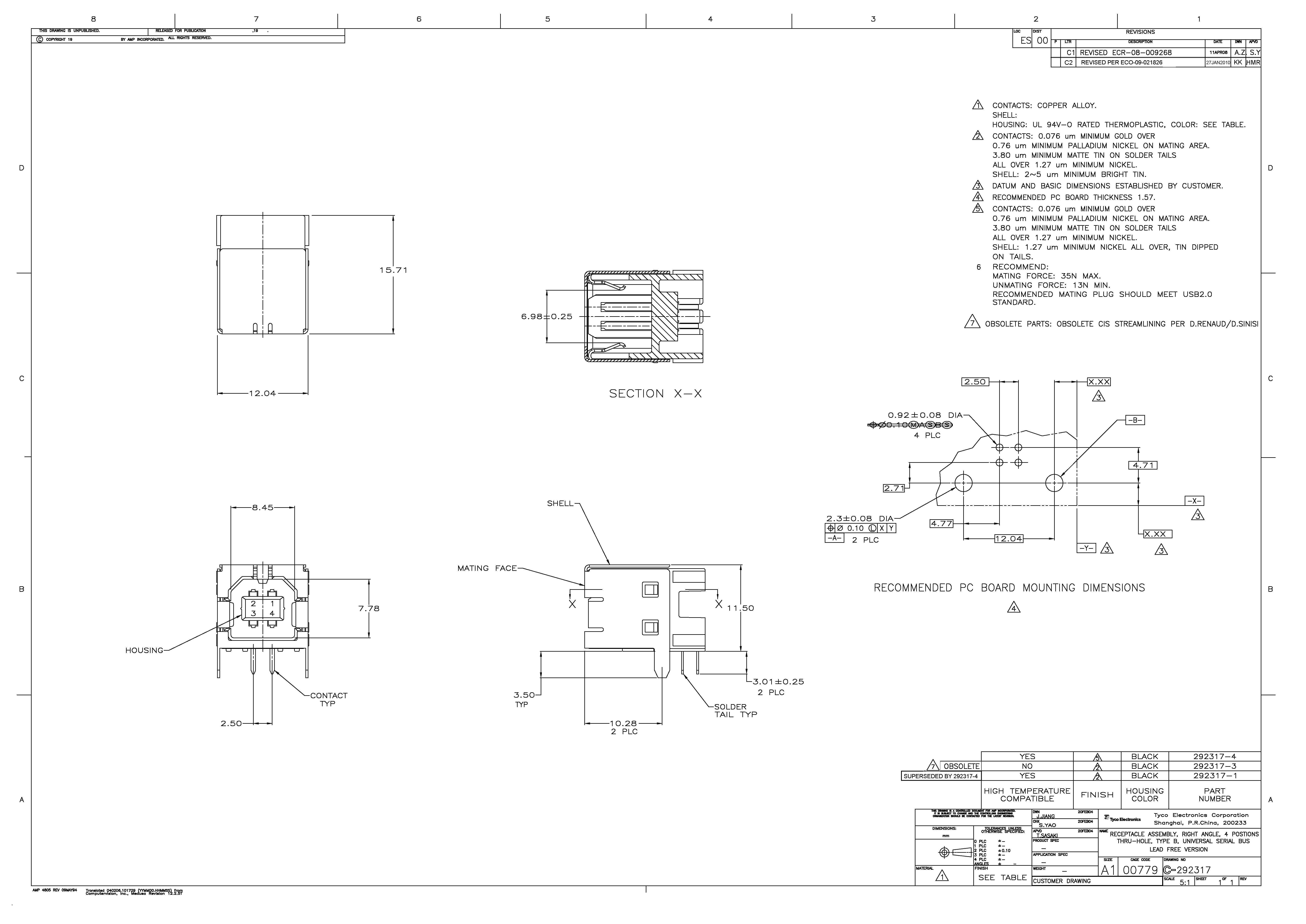 TE Connectivity 292317-4 for sale