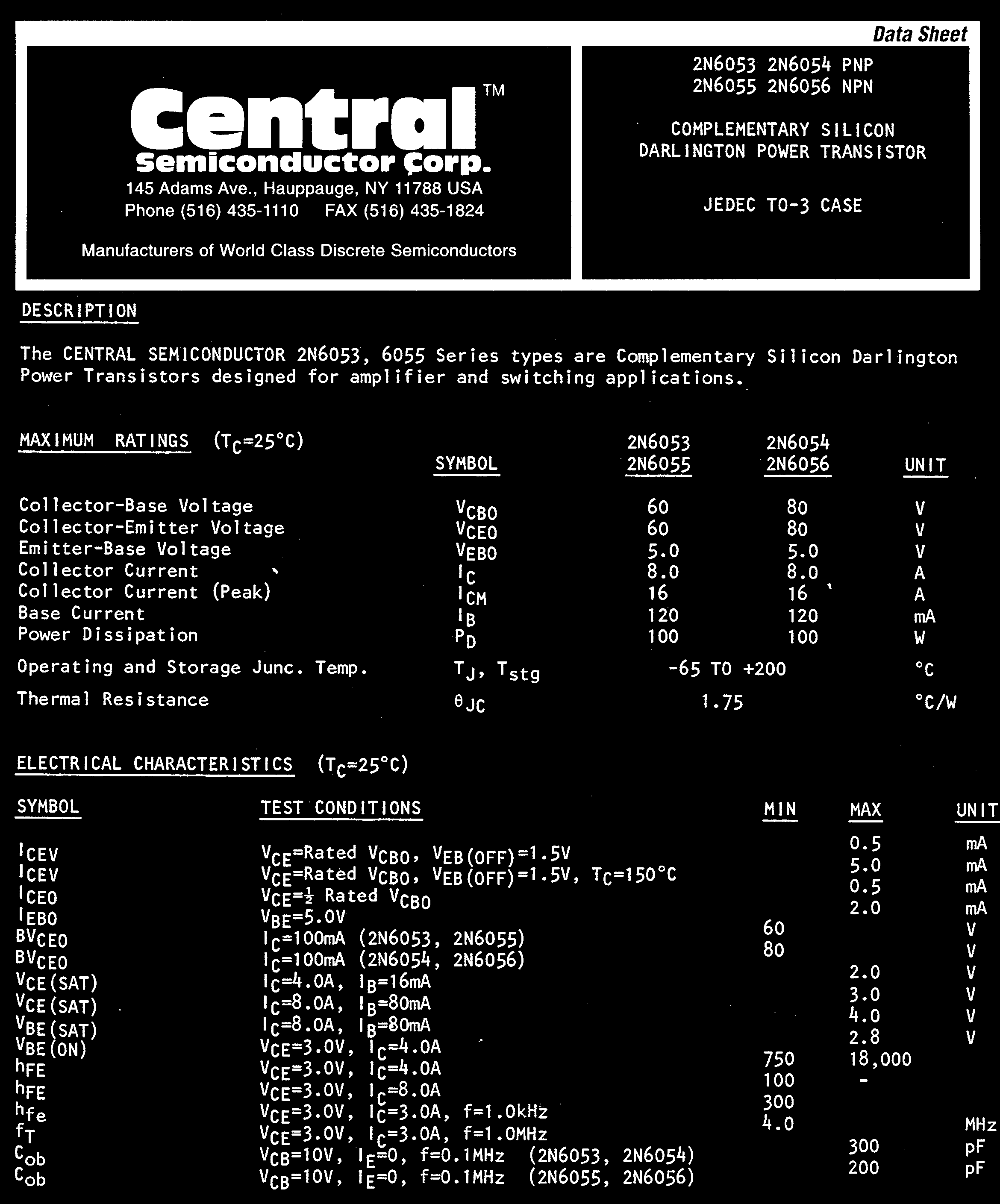 Central 2N6055 PBFREE for sale