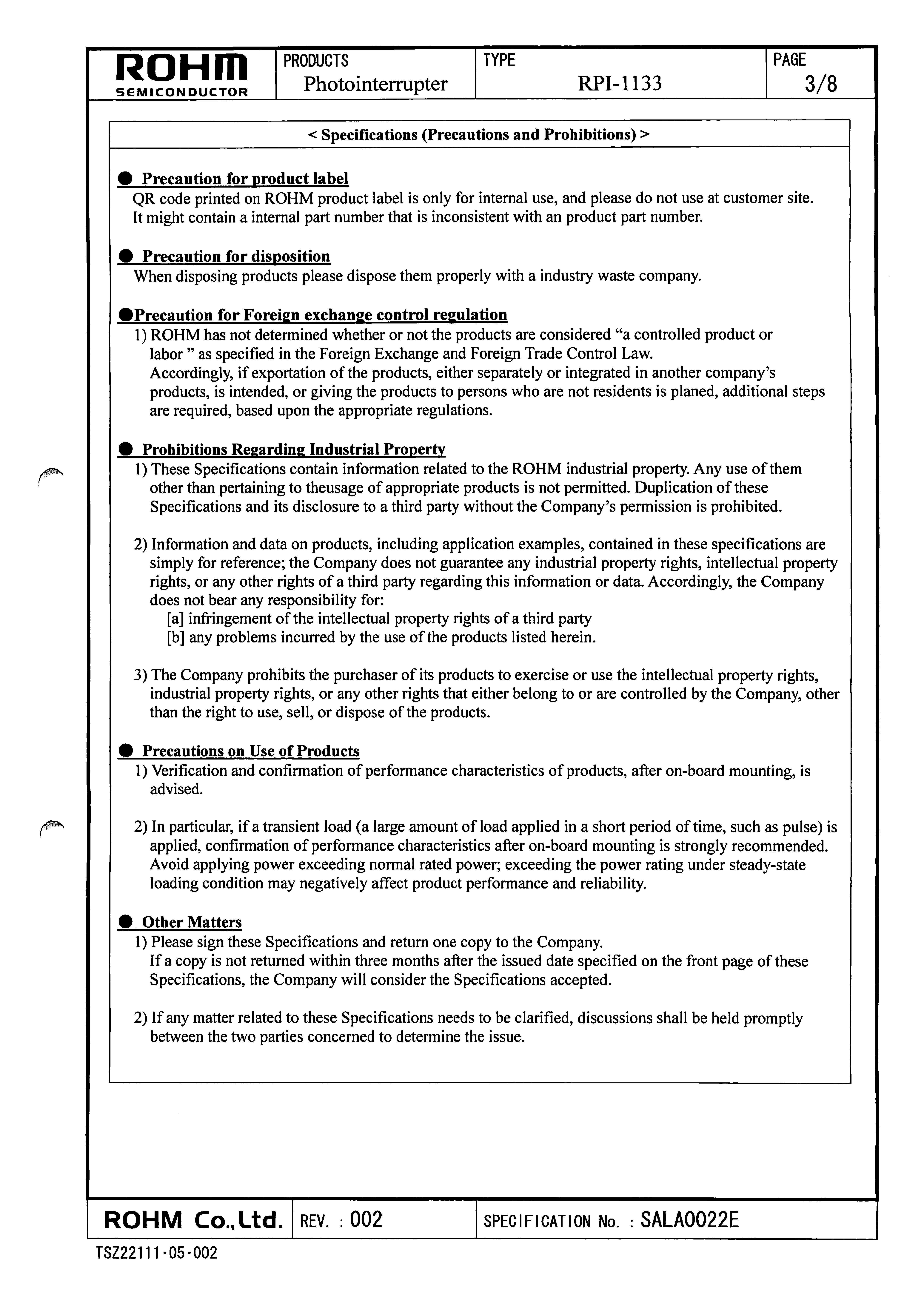 ROHM RPI-1133 for sale
