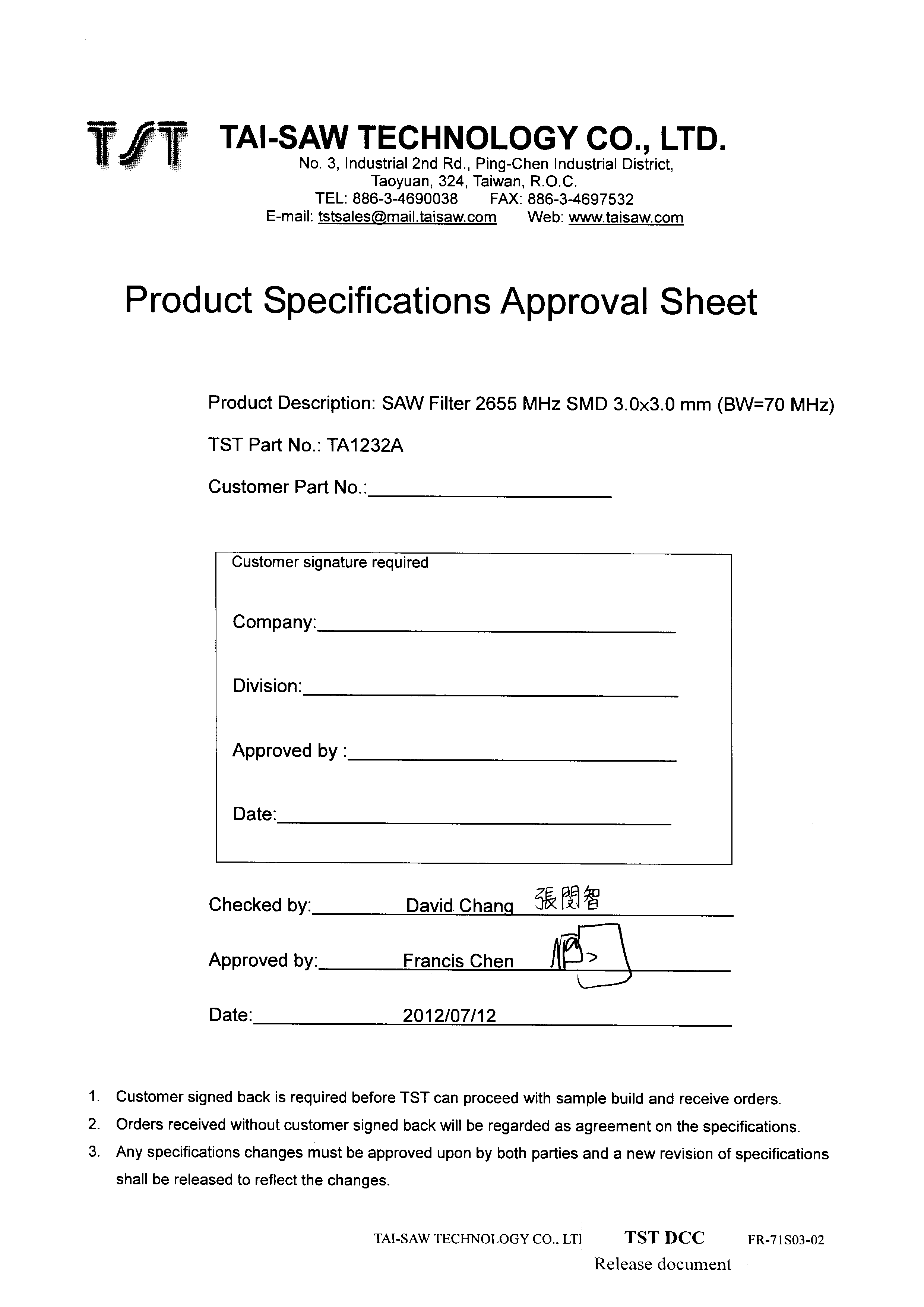 TST TA1232A for sale